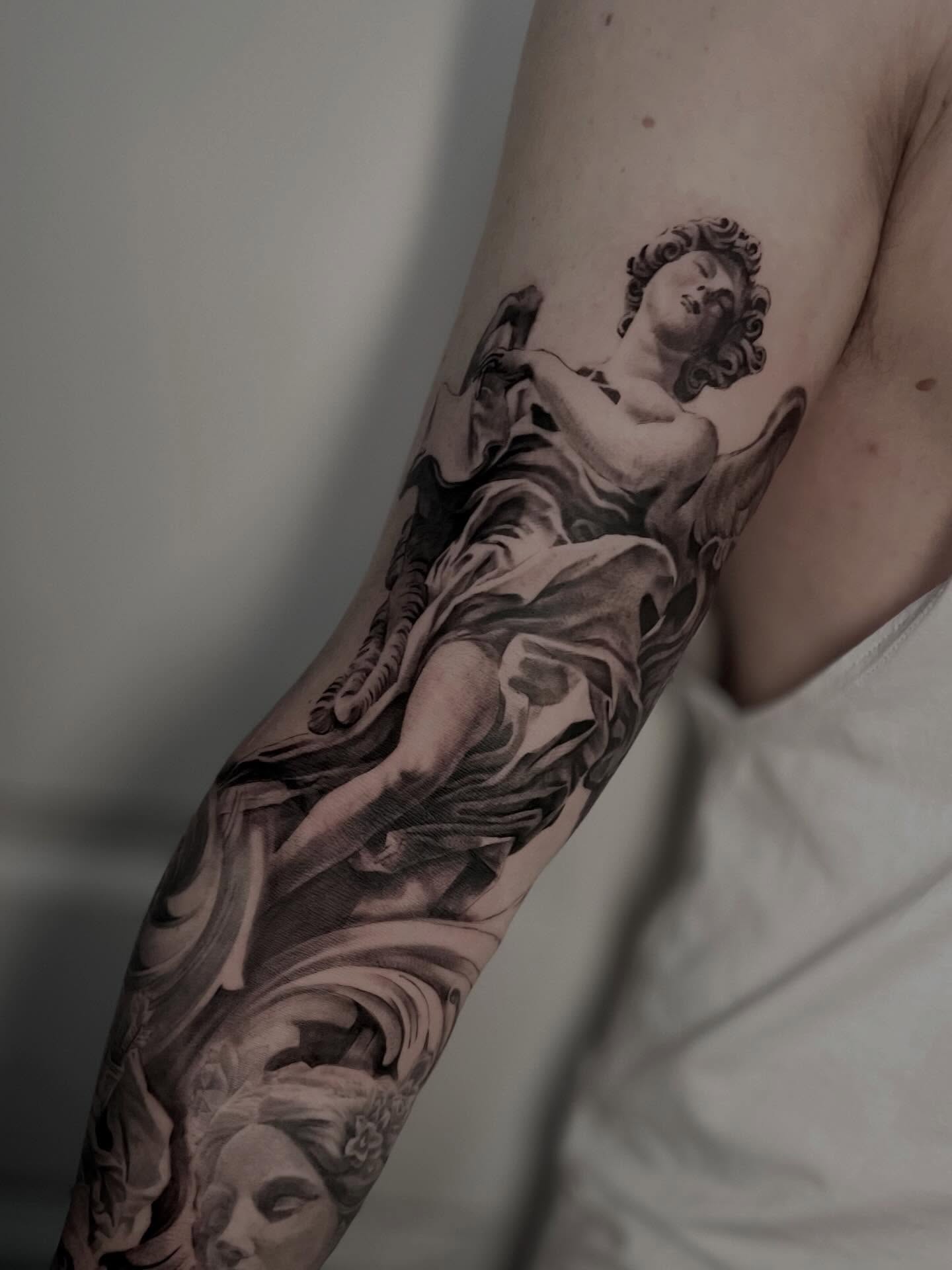 Tattoo by @monica.tattoos — black_and_grey, realism