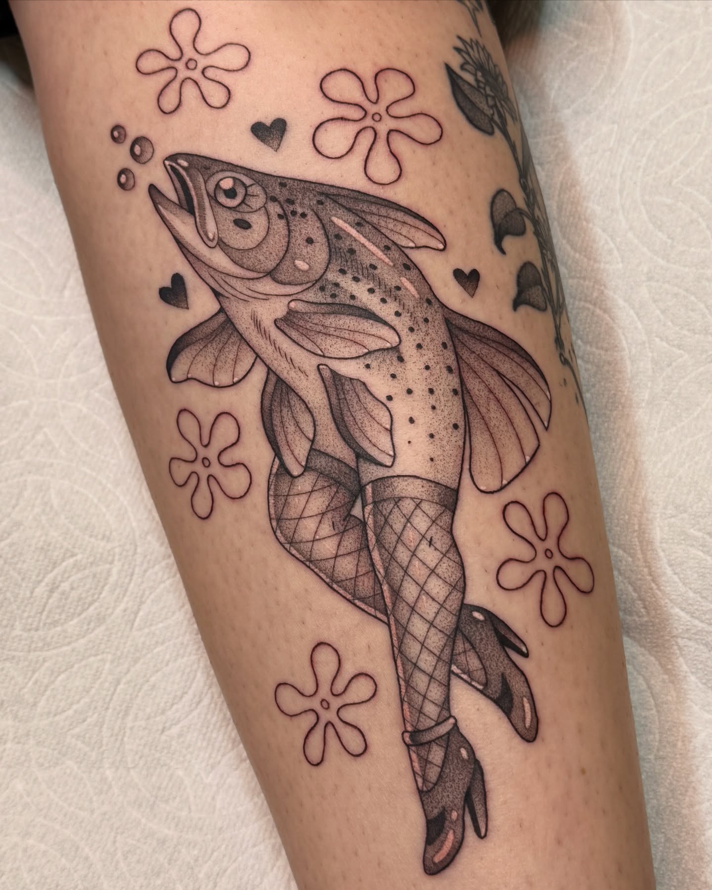 Fish dotwork tattoo on the forearm by Connor🍄🏳️‍⚧️