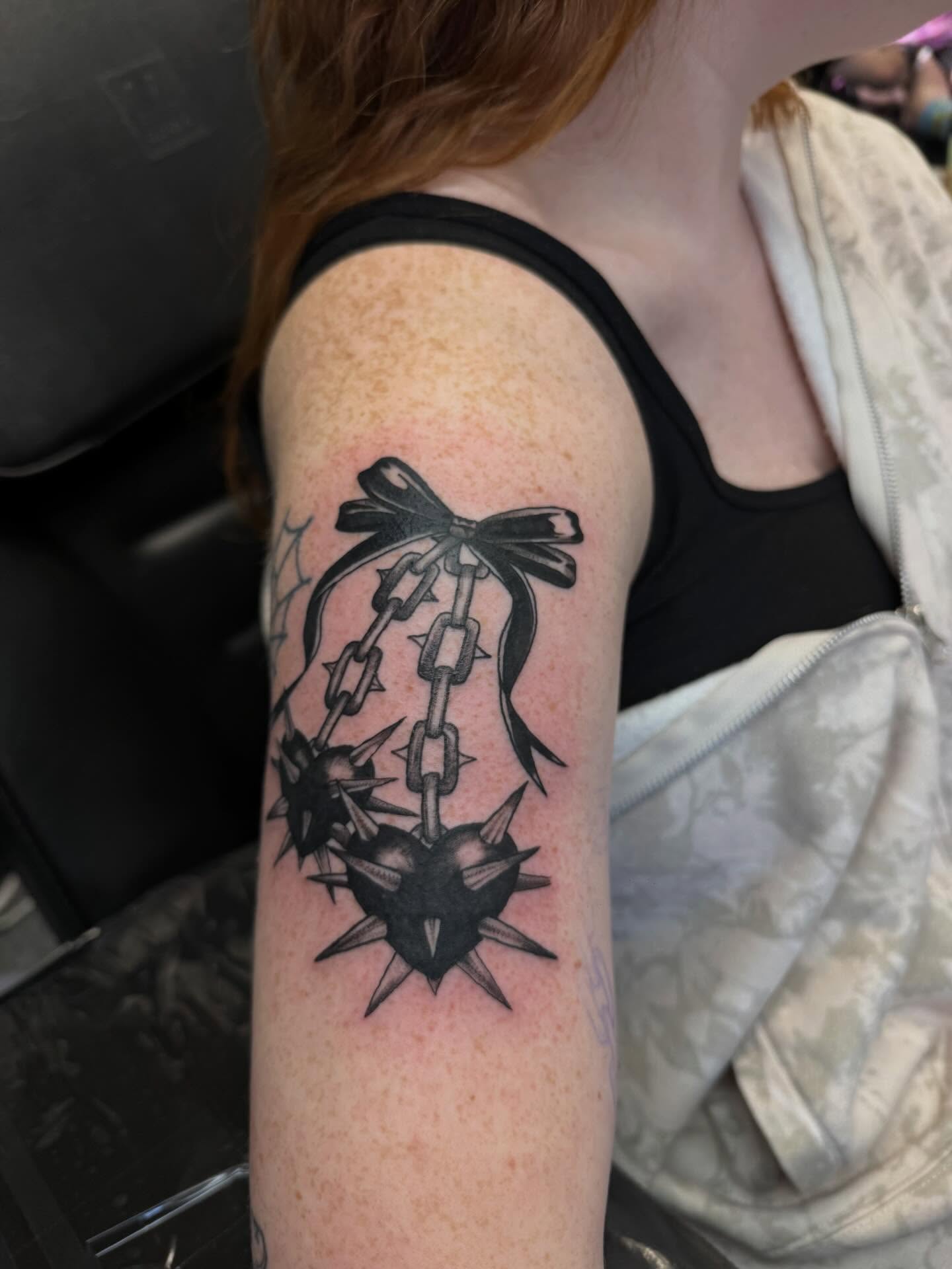 Tattoo by @pushingpigment1117 — black_and_grey