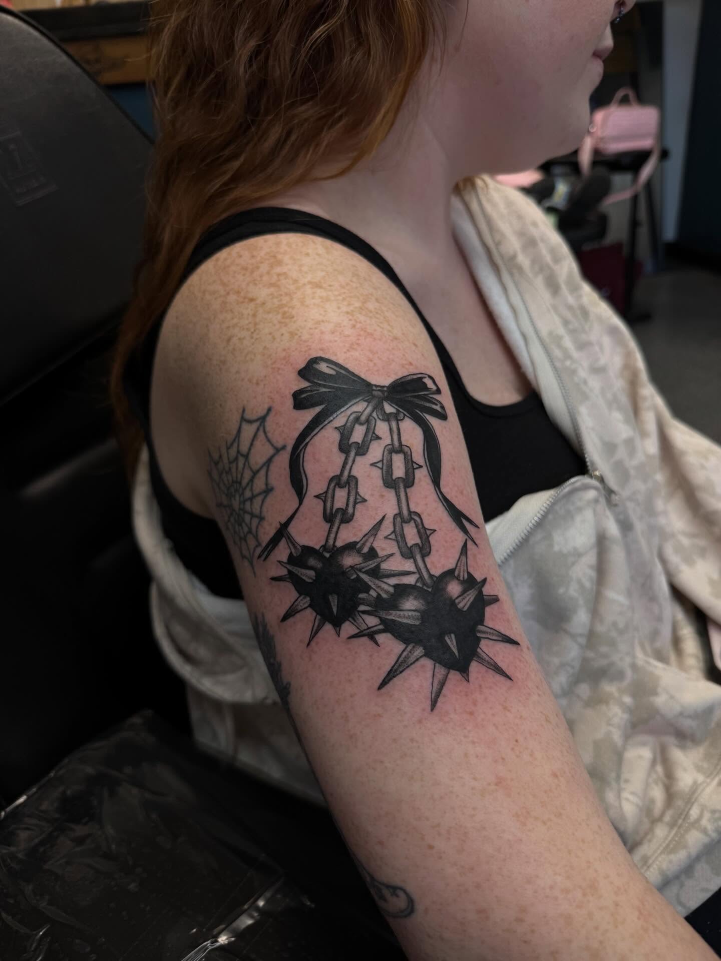 Tattoo by @pushingpigment1117 — black_and_grey