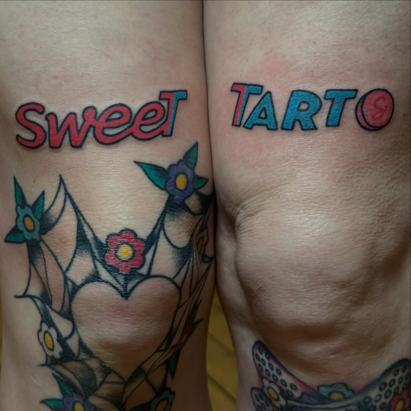 Sweet and tart American traditional tattoo on the chest by Providence Tattooer
