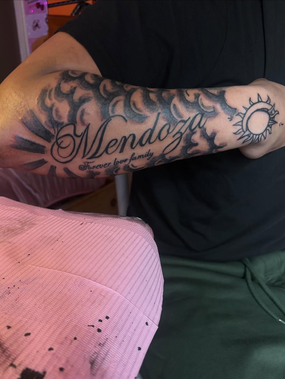 Tattoo by @barb_inks — lettering_script, black_and_grey