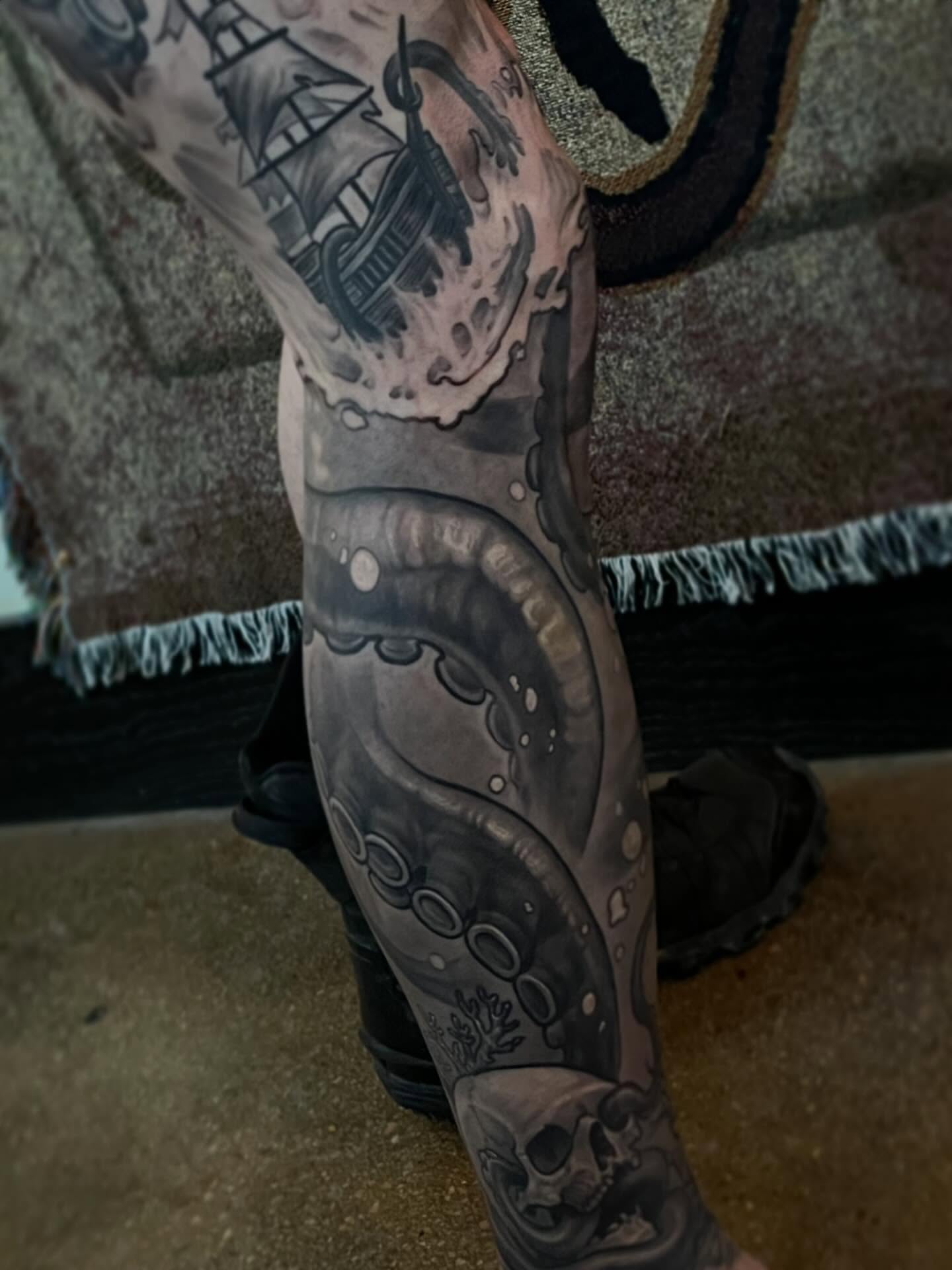 Tattoo by @evanmakesart — black_and_grey, realism