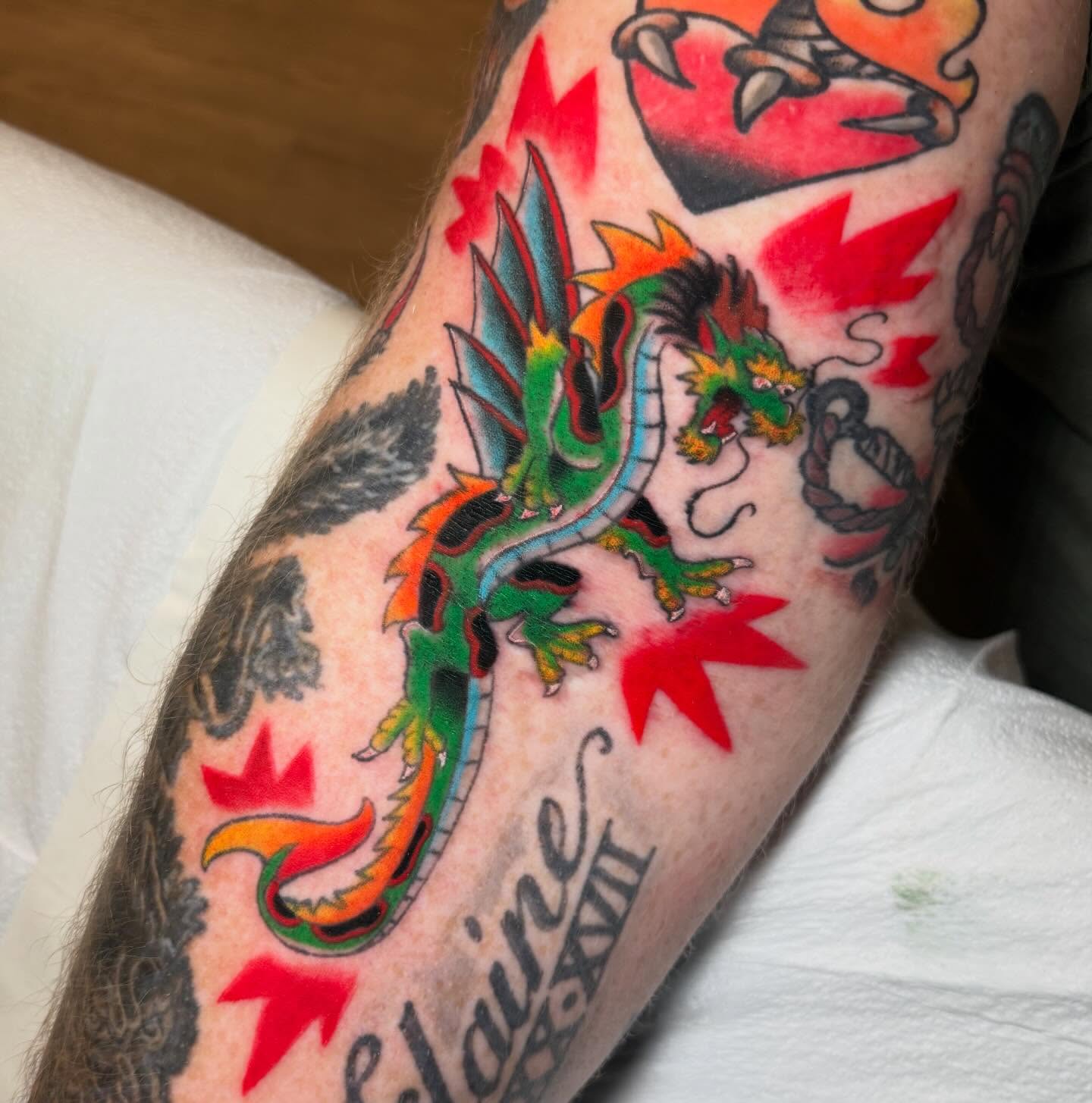Tattoo by @dovahtattoos — american_traditional, dotwork