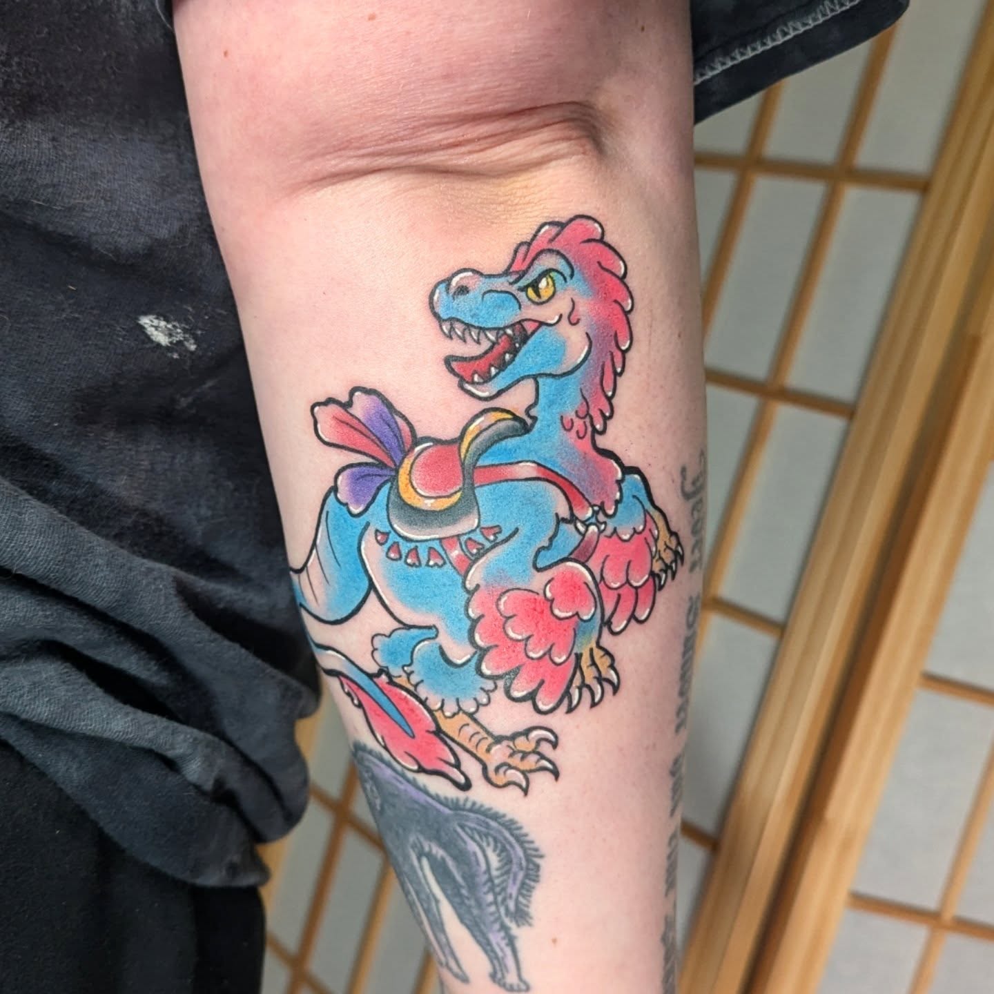 Mythical creature American traditional tattoo on the forearm by Nico Capriotti ๐ณ๏ธโ๐