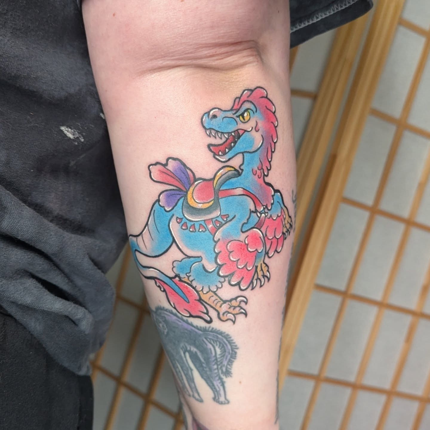 Fantasy creature American traditional tattoo on the forearm by Nico Capriotti ๐ณ๏ธโ๐