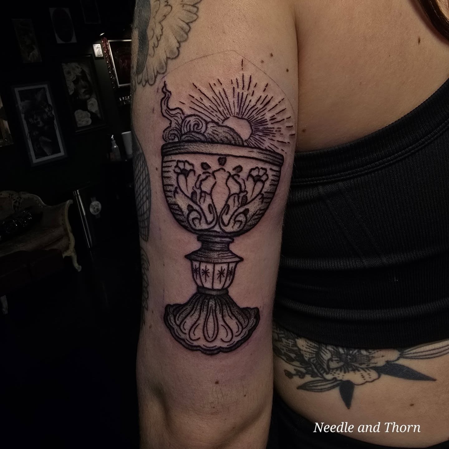 Tattoo by @needleandthorntattoo — black_and_grey