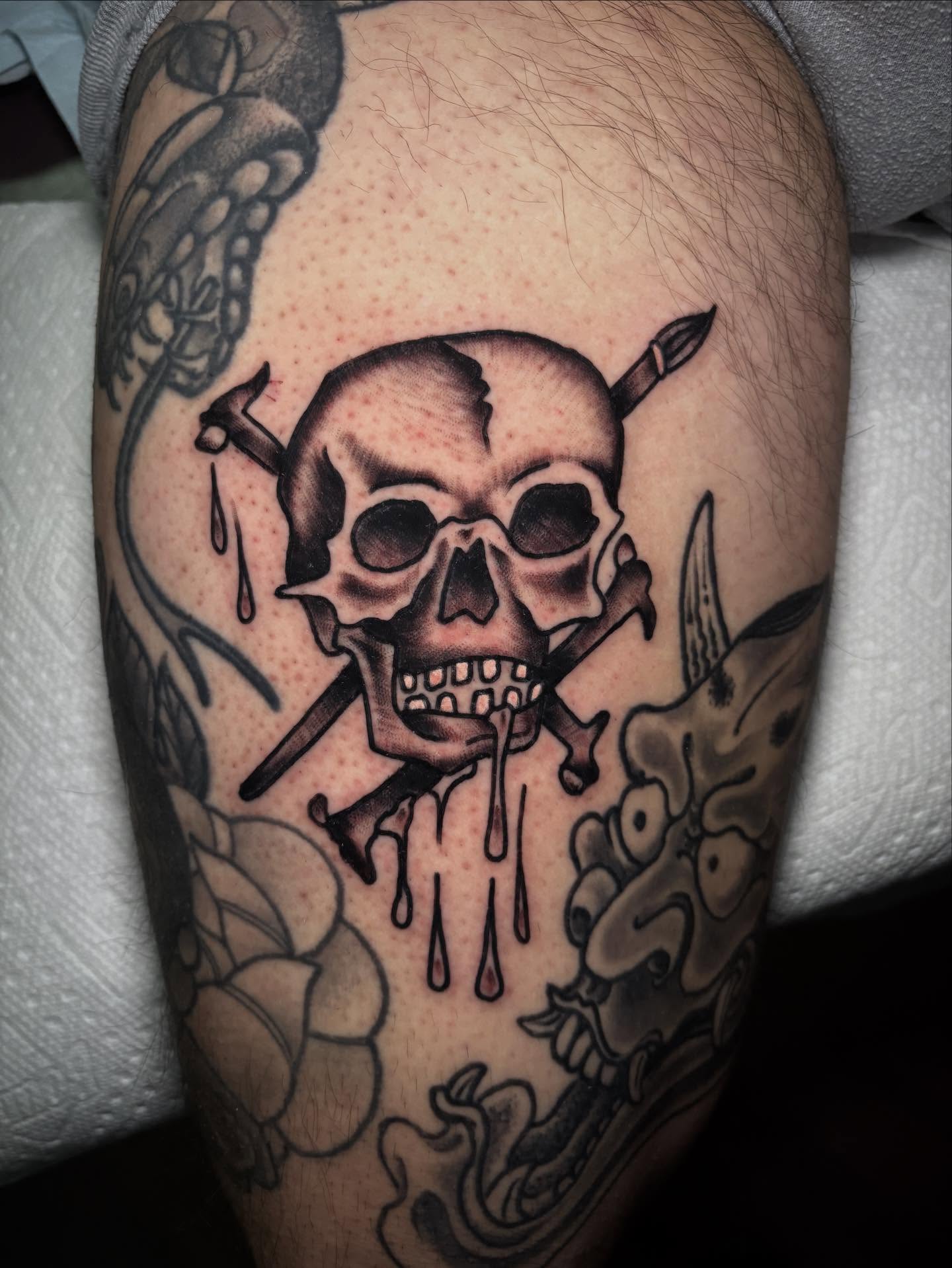 Tattoo by @chemical_adhesive — american_traditional, black_and_grey