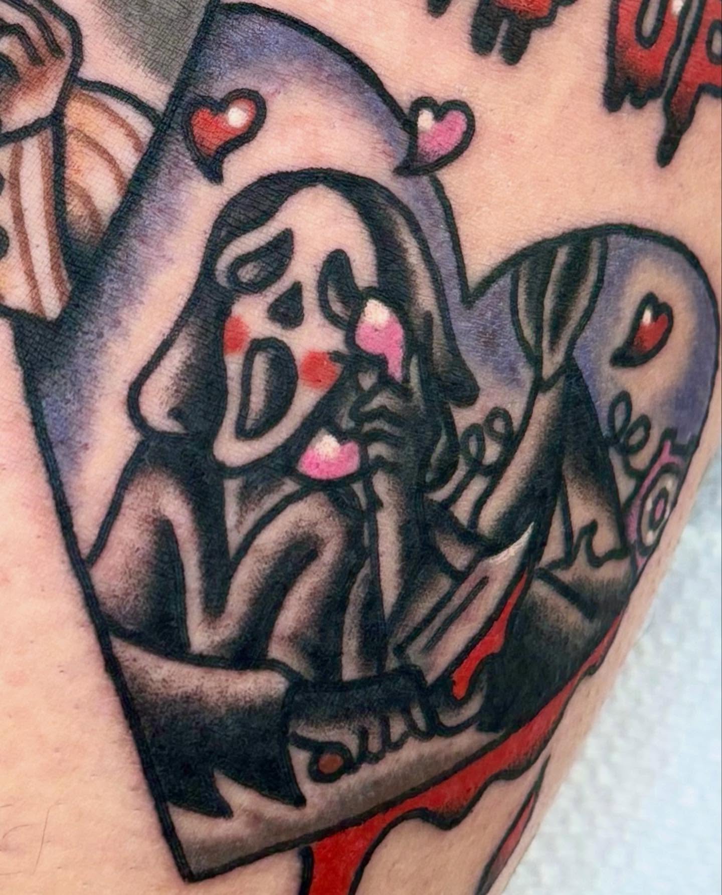 Grim reaper American traditional tattoo on the forearm by @rutattoos