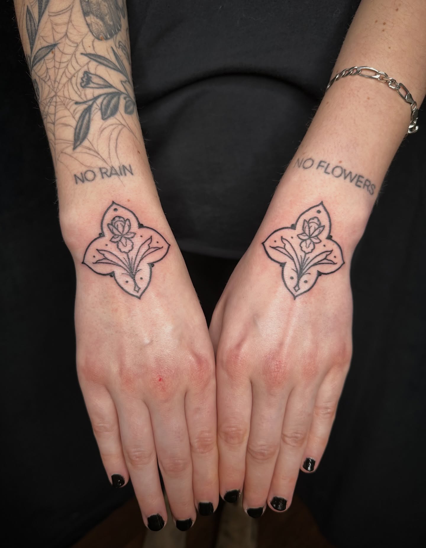 Flower black and grey tattoo on the forearm by Summer Shield