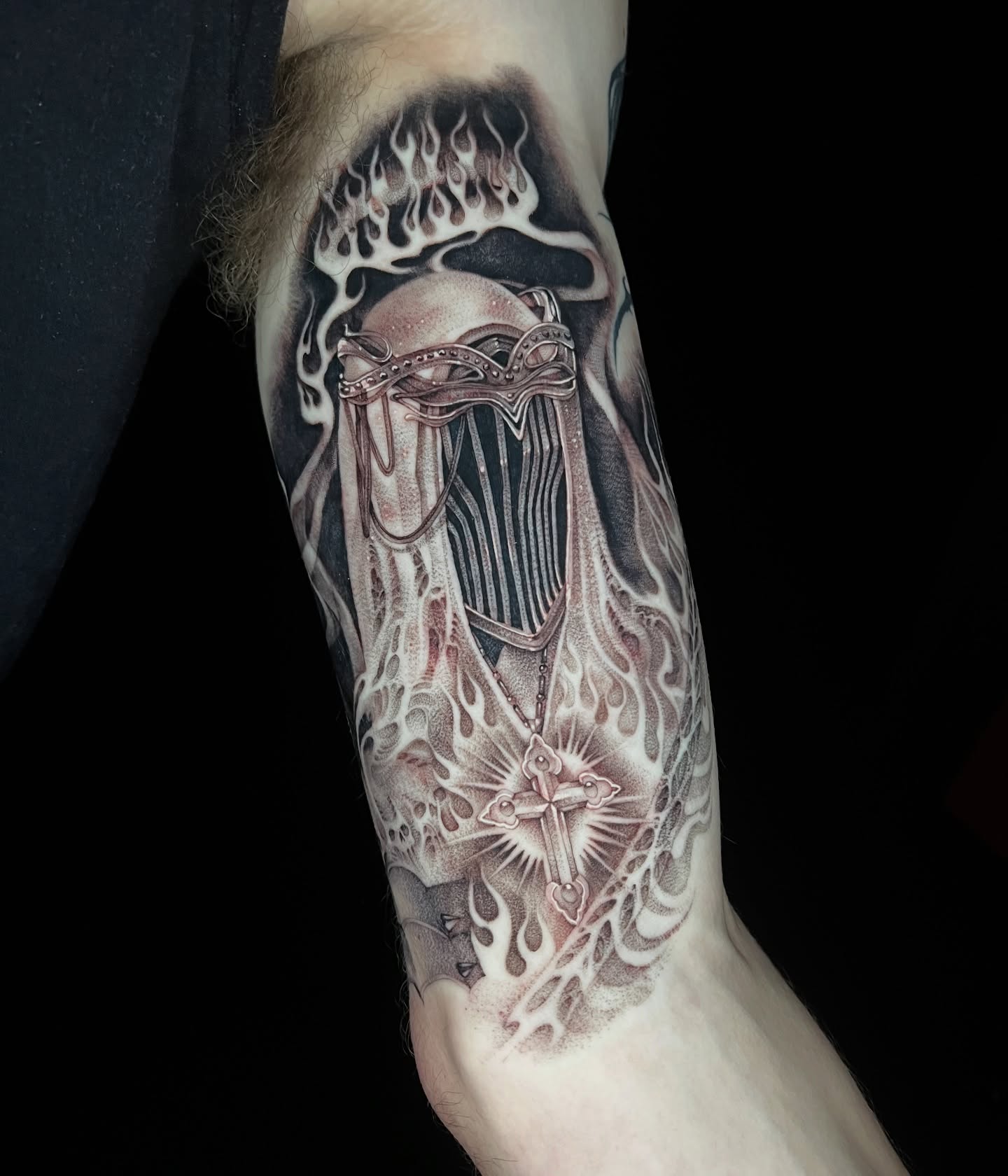 Religious icon realism tattoo on the forearm by ๐ค ๐๐๐๐๐๐ ๐ค