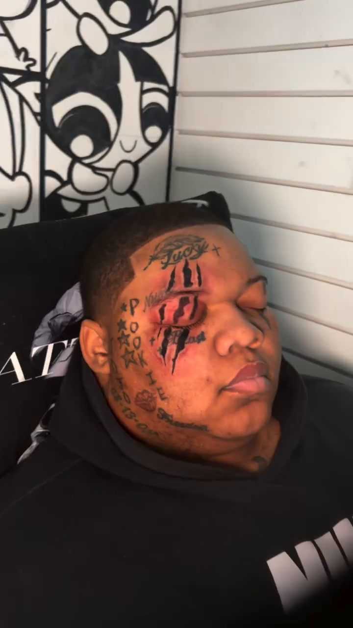 Face tattoos realism tattoo on the head by Female Cleveland Tat Artist ๐
