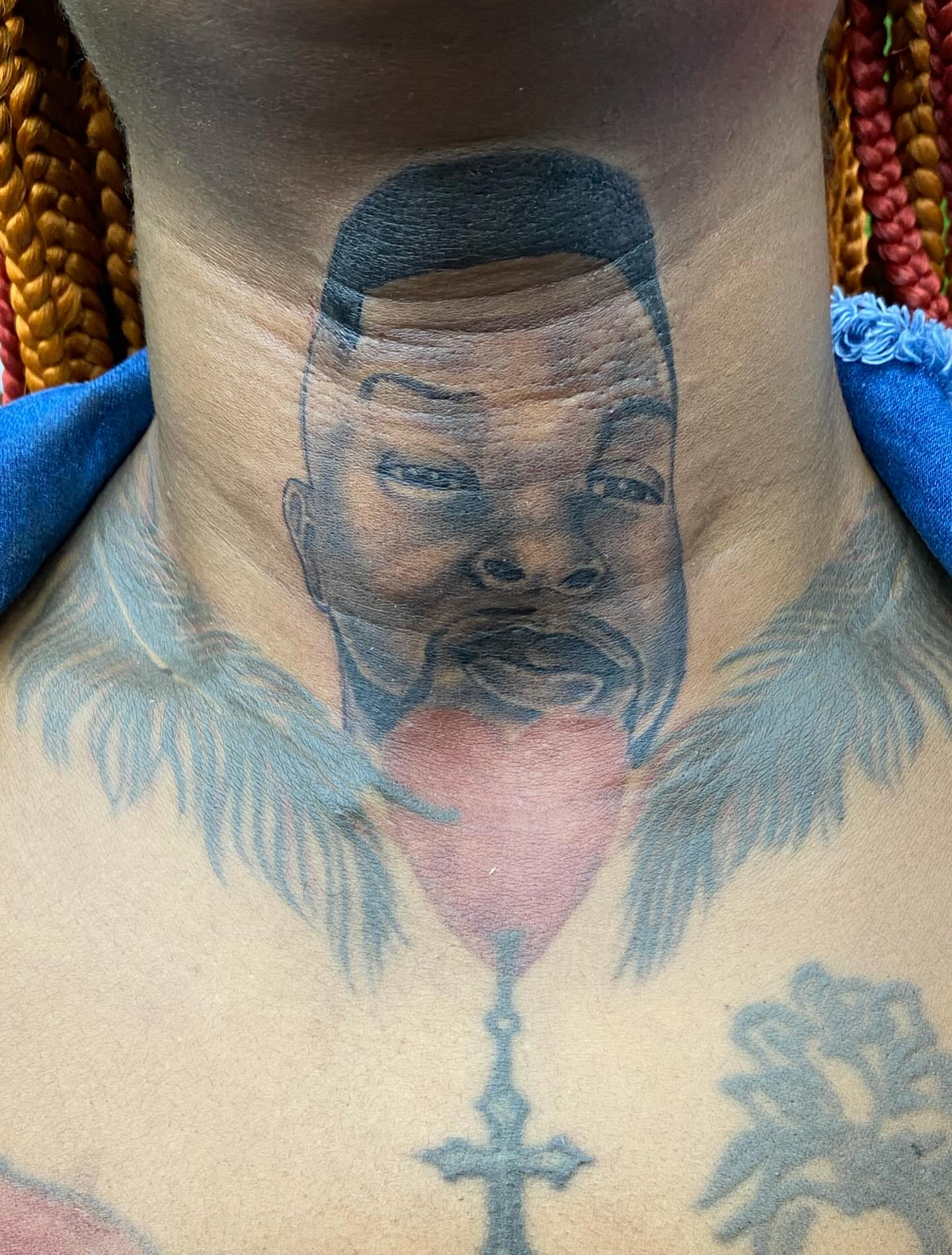 Portrait realism tattoo on the chest by Darius Armour (Tattoo Artist)