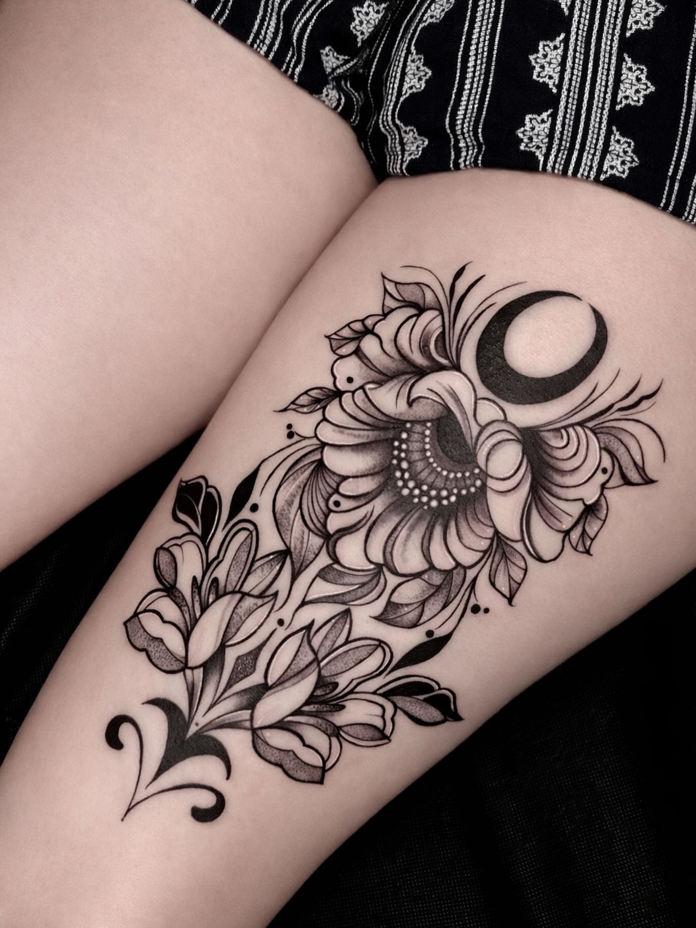 Tattoo by @justjellytattoos — black_and_grey, ornamental