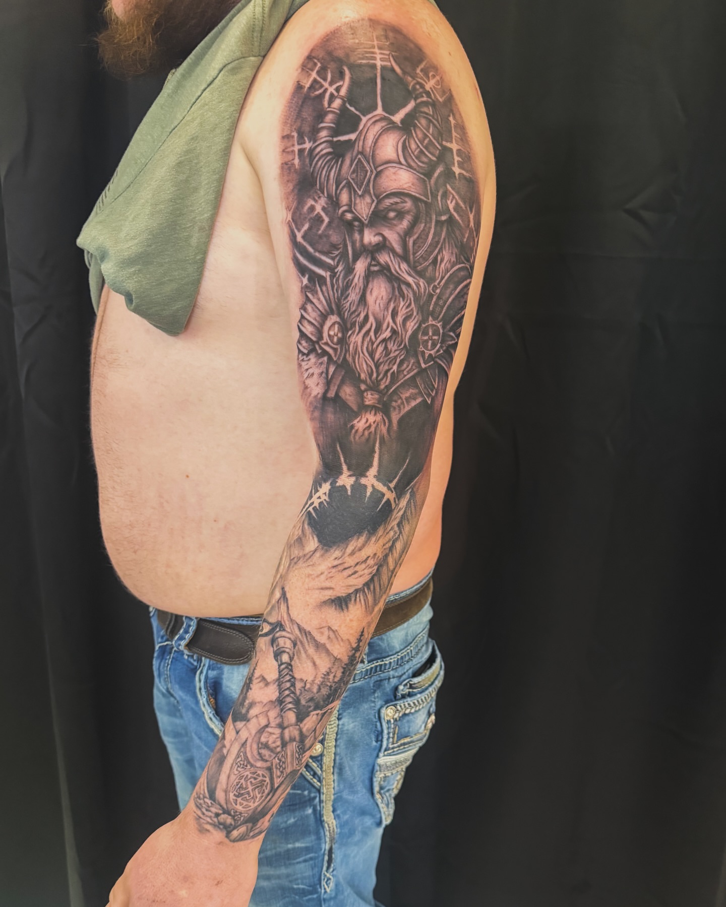 Viking warrior realism tattoo by utah tattoo artist