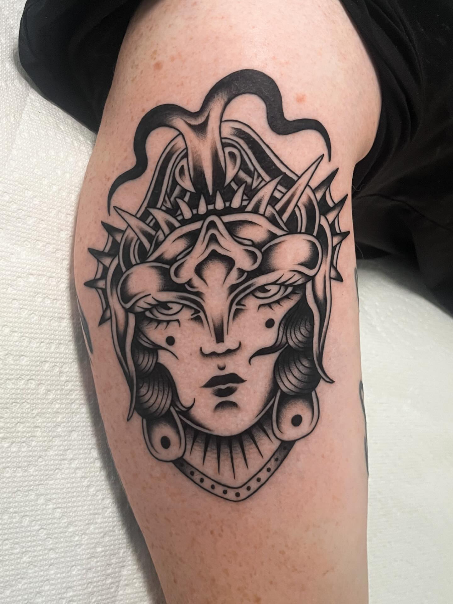 Tattoo by @ninarosatattoo — black_and_grey