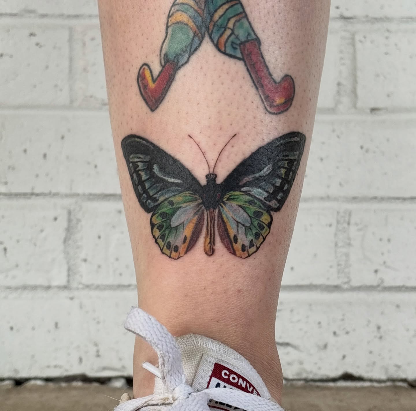 Butterfly realism tattoo on the calf by jordy