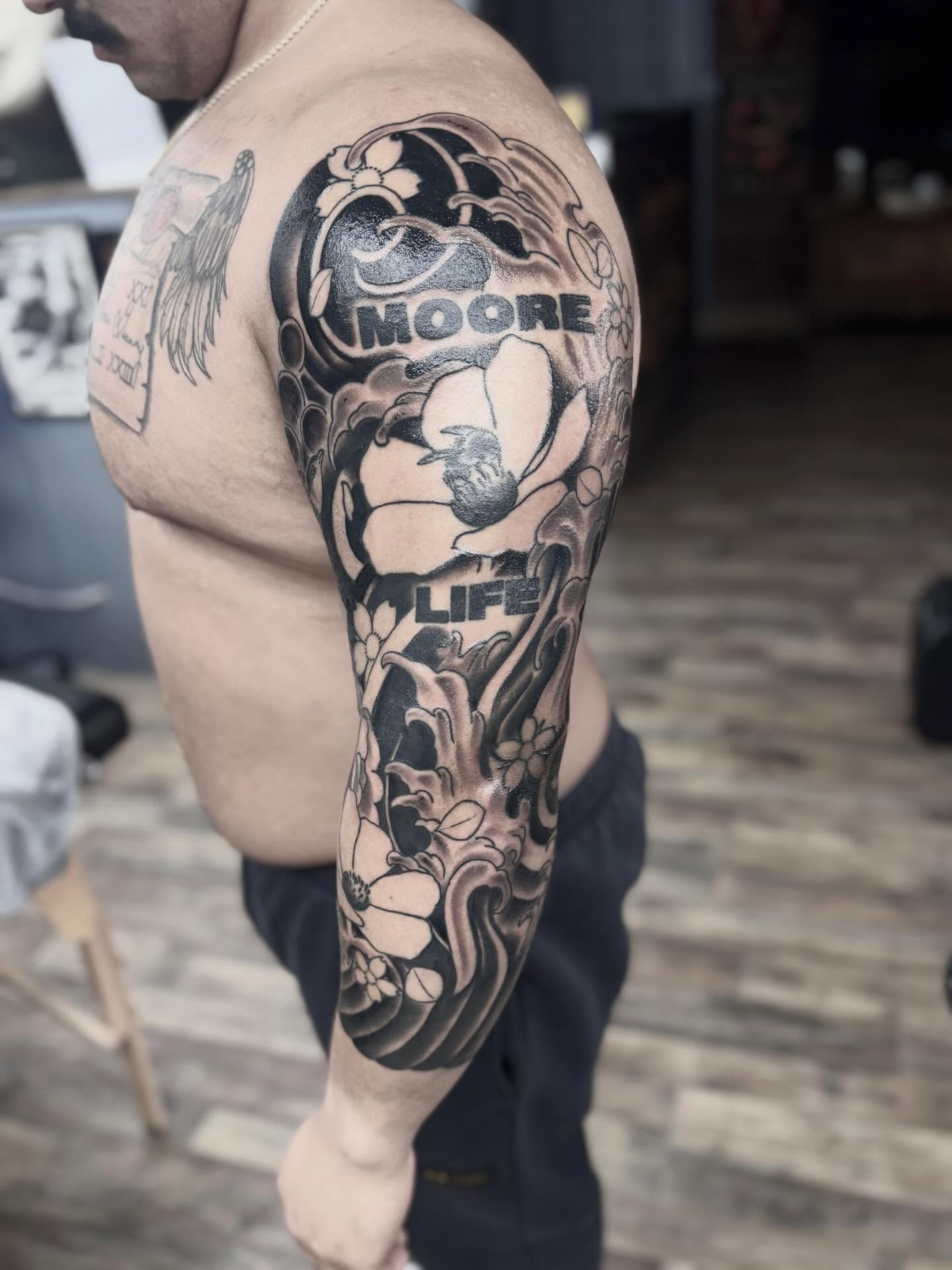 Tattoo by @waylenwaylen_ — black_and_grey, japanese_irezumi