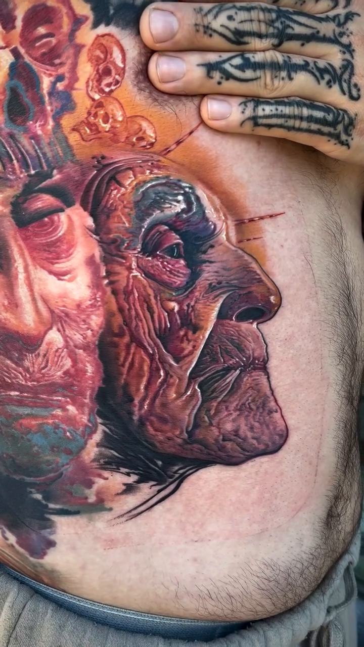Multiple portraits of old men realism tattoo by Robert Hernandez