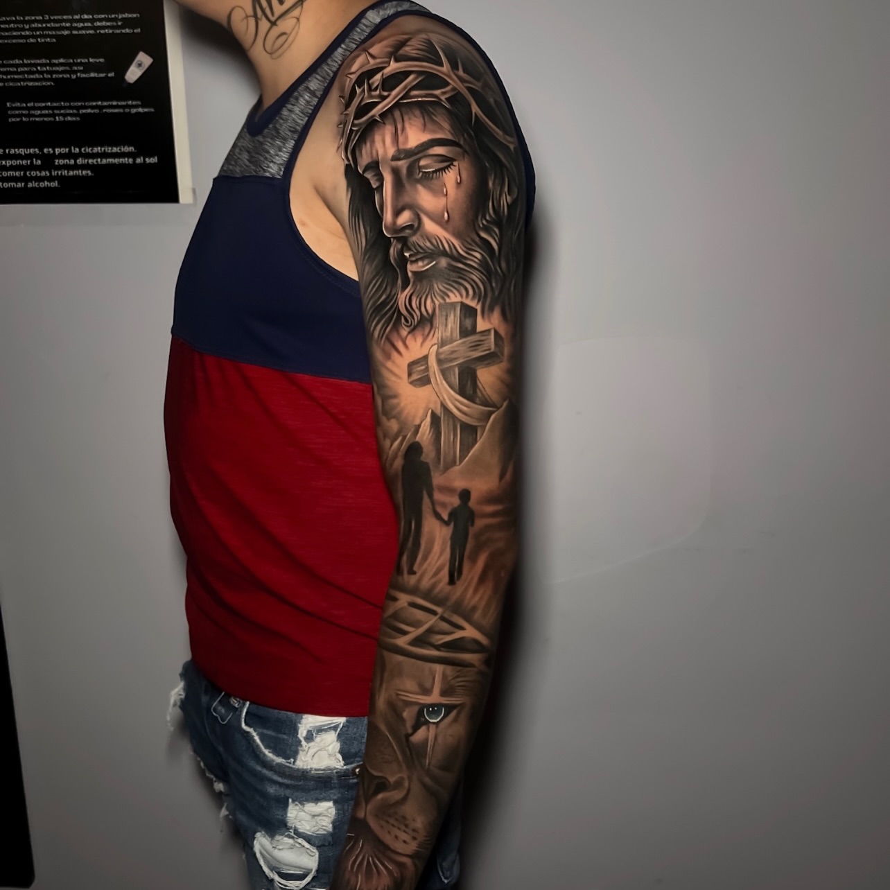 Jesus Christ realism tattoo on the forearm by ⚜️Lalo Godina Tattoo⚜️