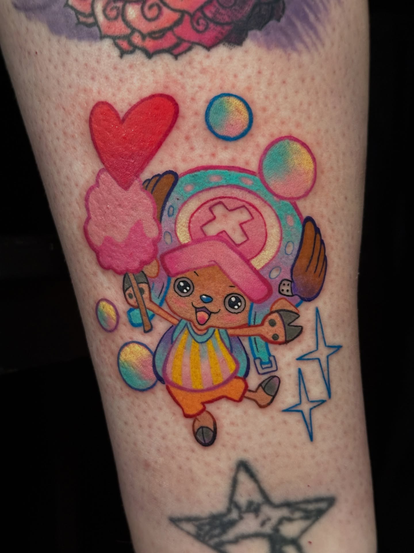 Chopper character new school tattoo on the forearm by Dustin Hughes