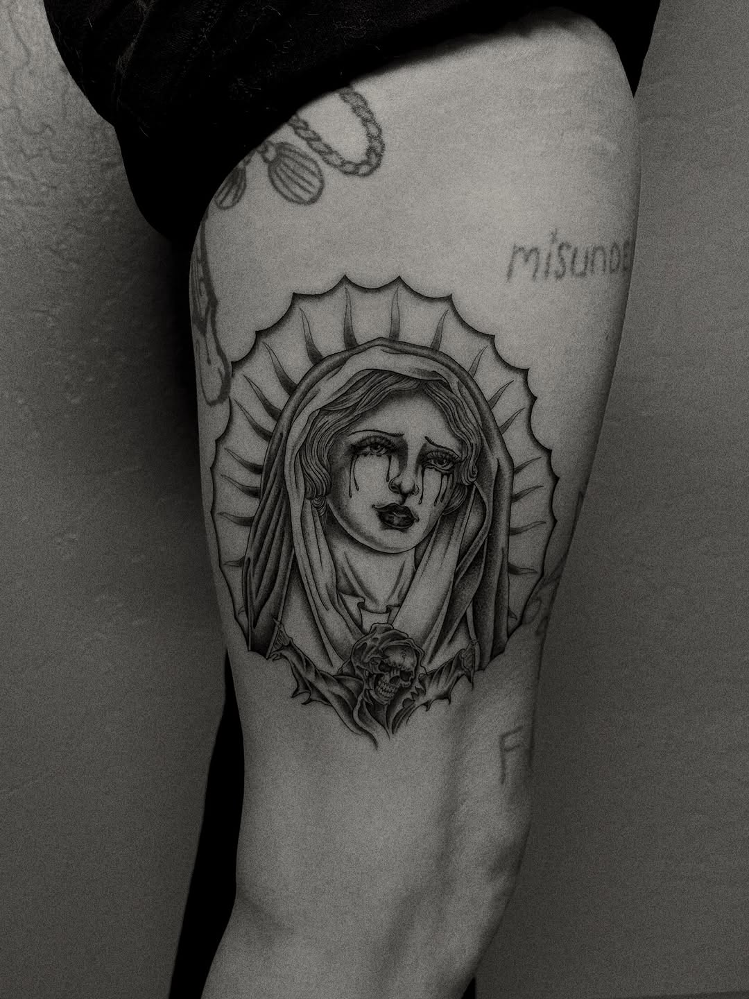Tattoo by @mattytattsaz — black_and_grey, dark_realism