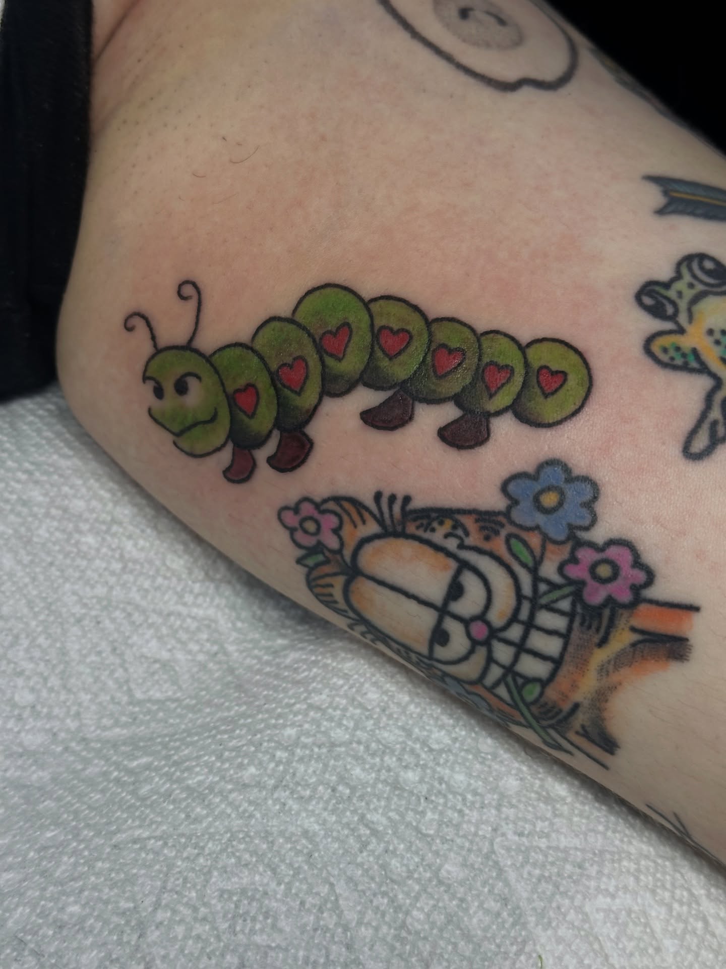 Caterpillar dotwork tattoo on the forearm by Gabriel F Kingston Beitia