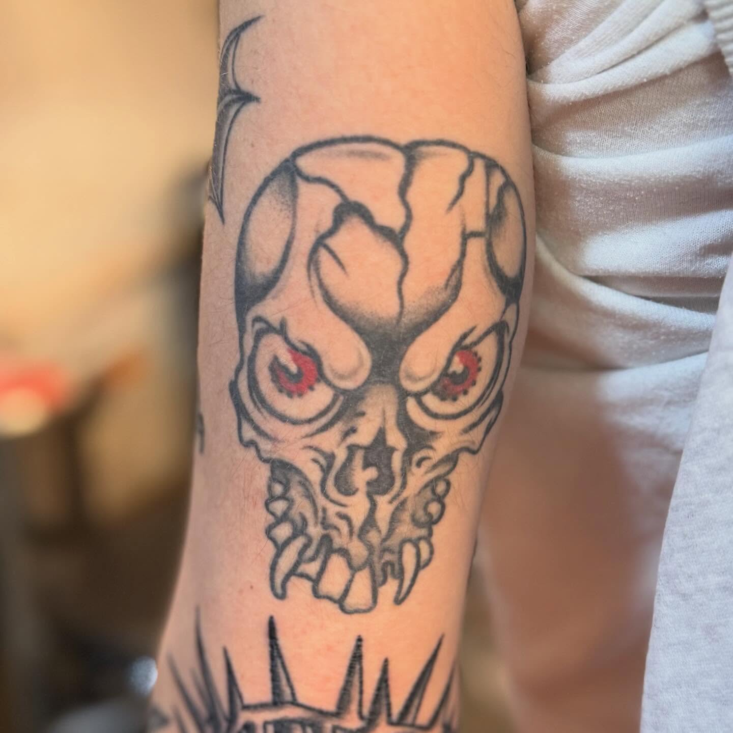 Tattoo by @meathookmanicure — black_and_grey
