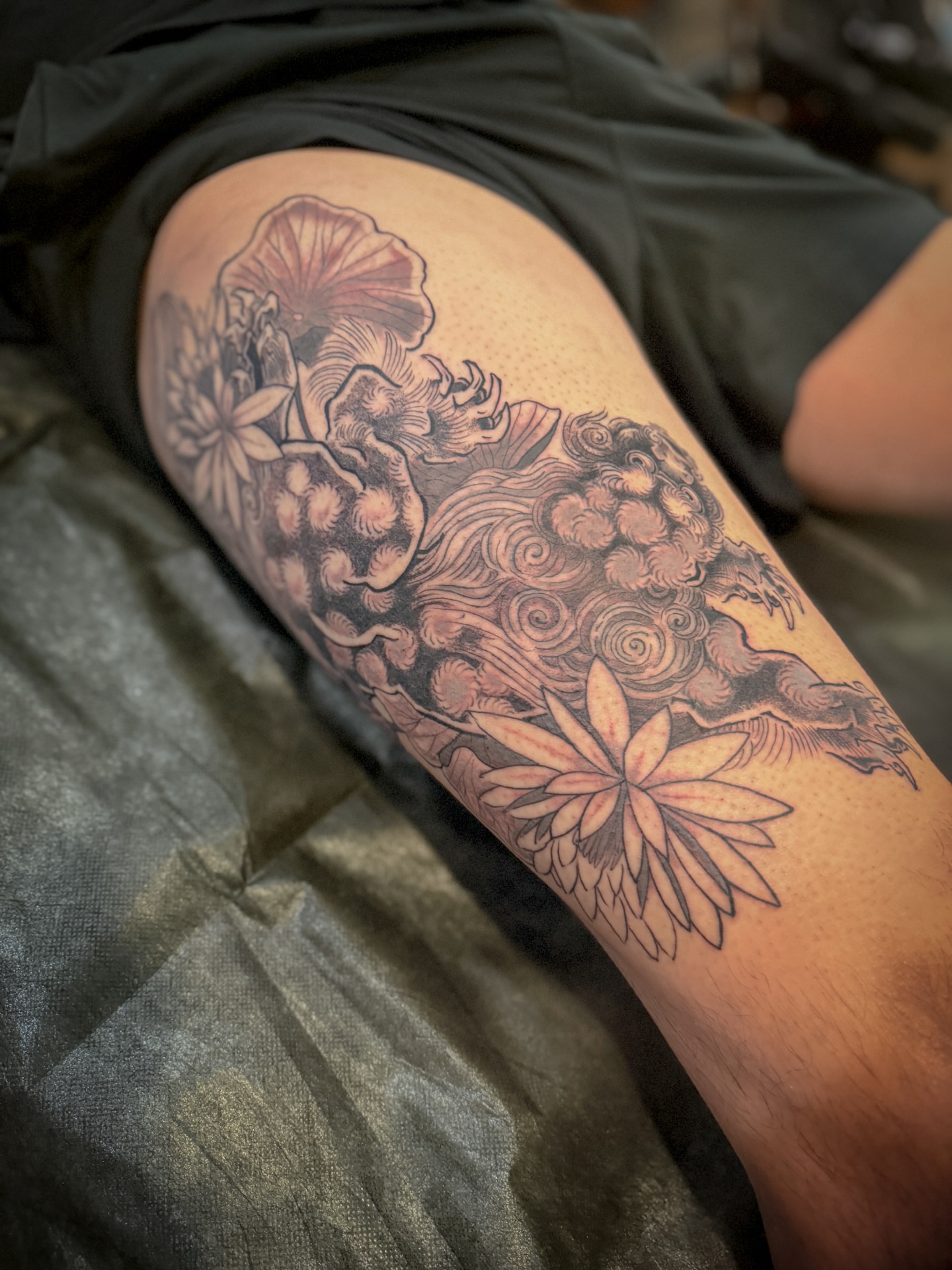 Tattoo by @morgan_tattoos — black_and_grey, dotwork