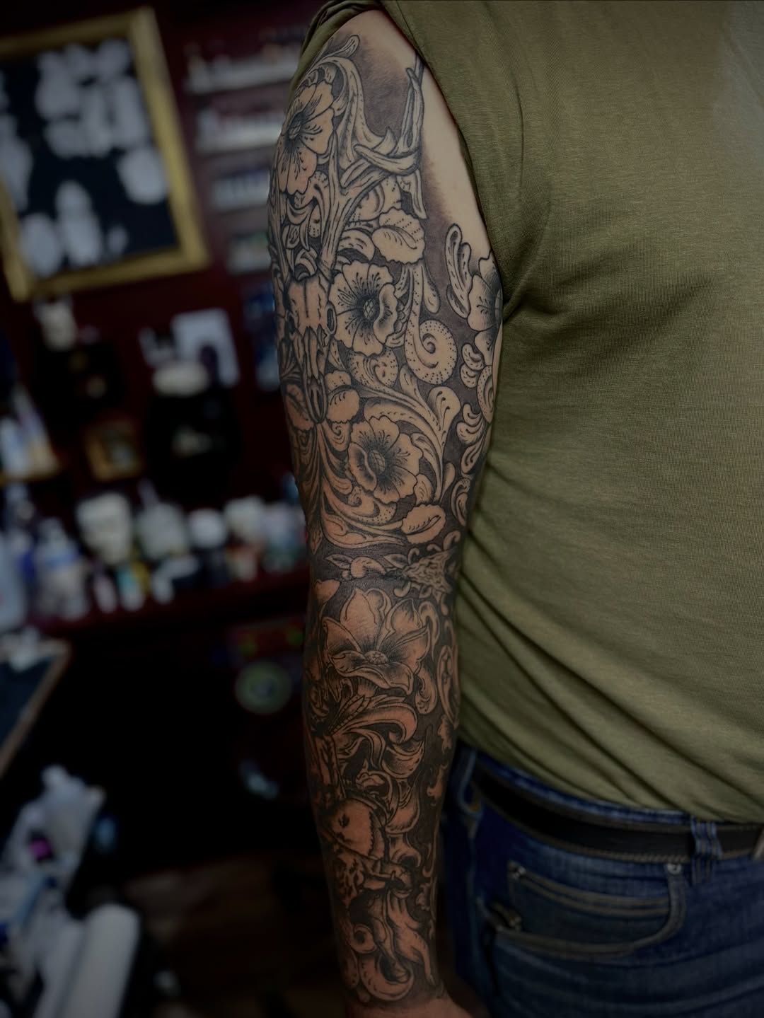 Tattoo by @steviesbook — black_and_grey, ornamental