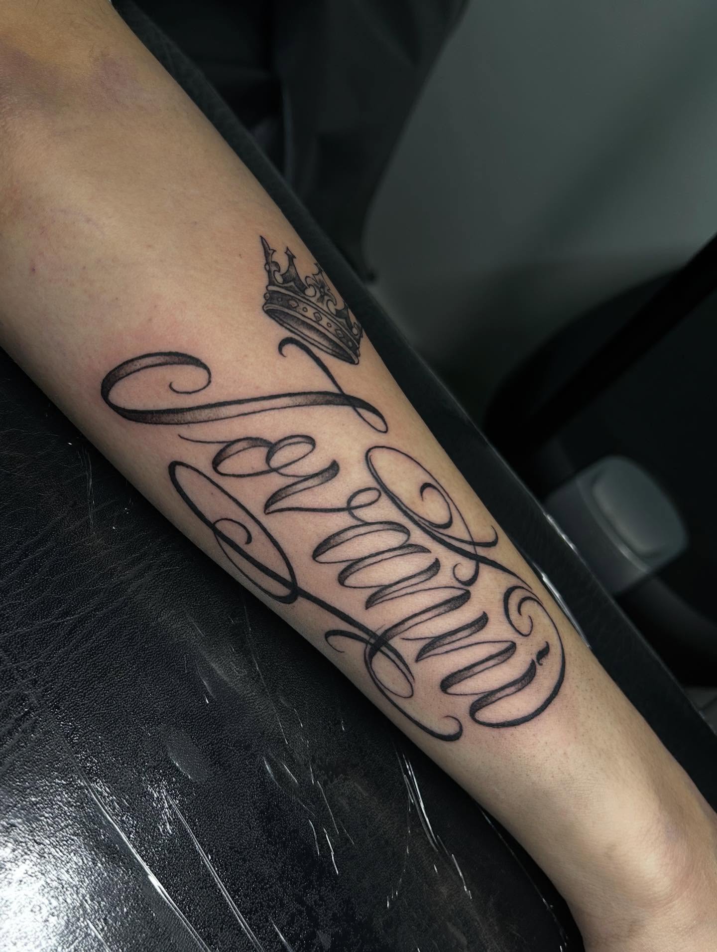 Tattoo by @mena_tats — lettering_script