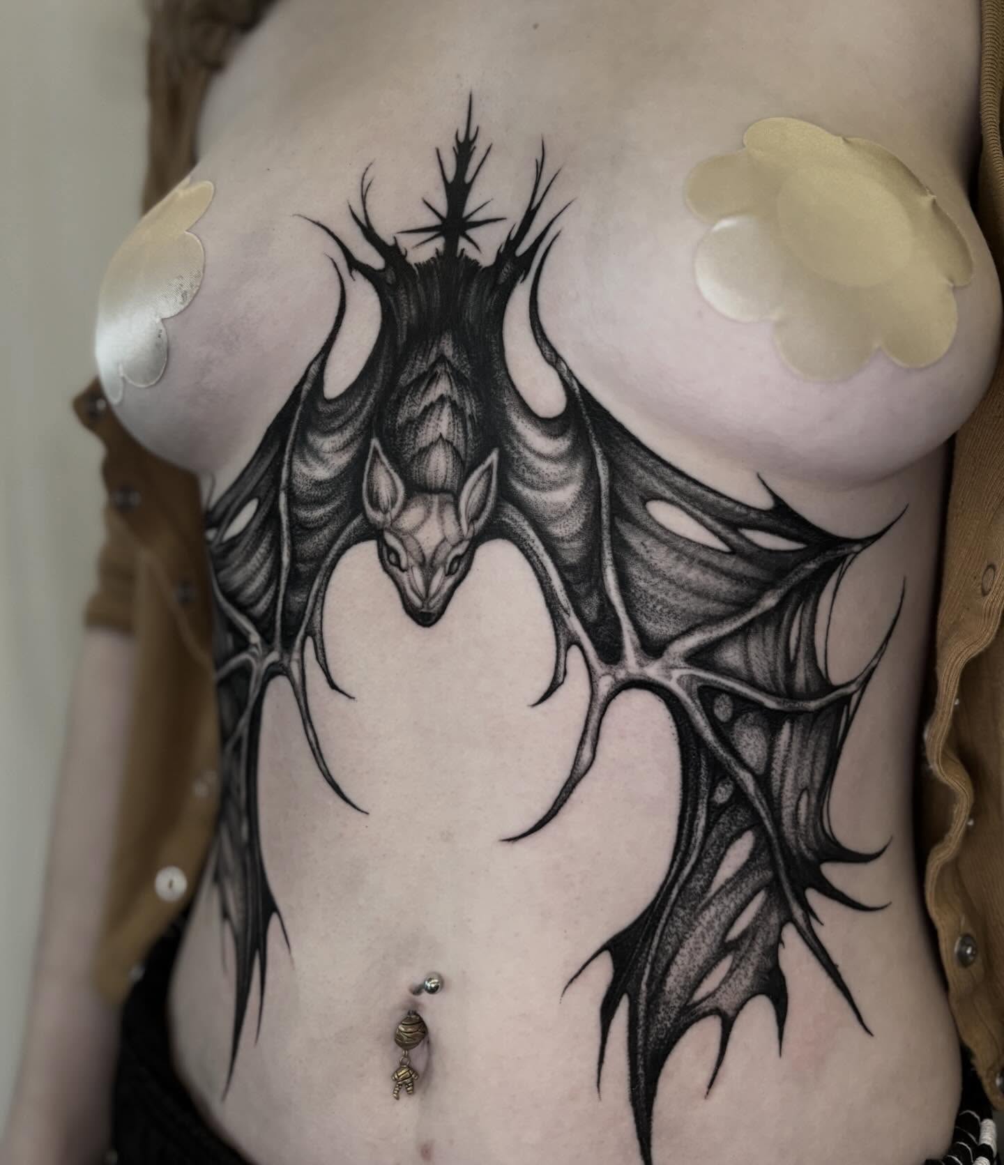 Bat dark realism tattoo on the chest by ๐๐ช๐ฒ๐ต๐ฎ๐ ๐๐ช๐ฎ๐ฝ๐