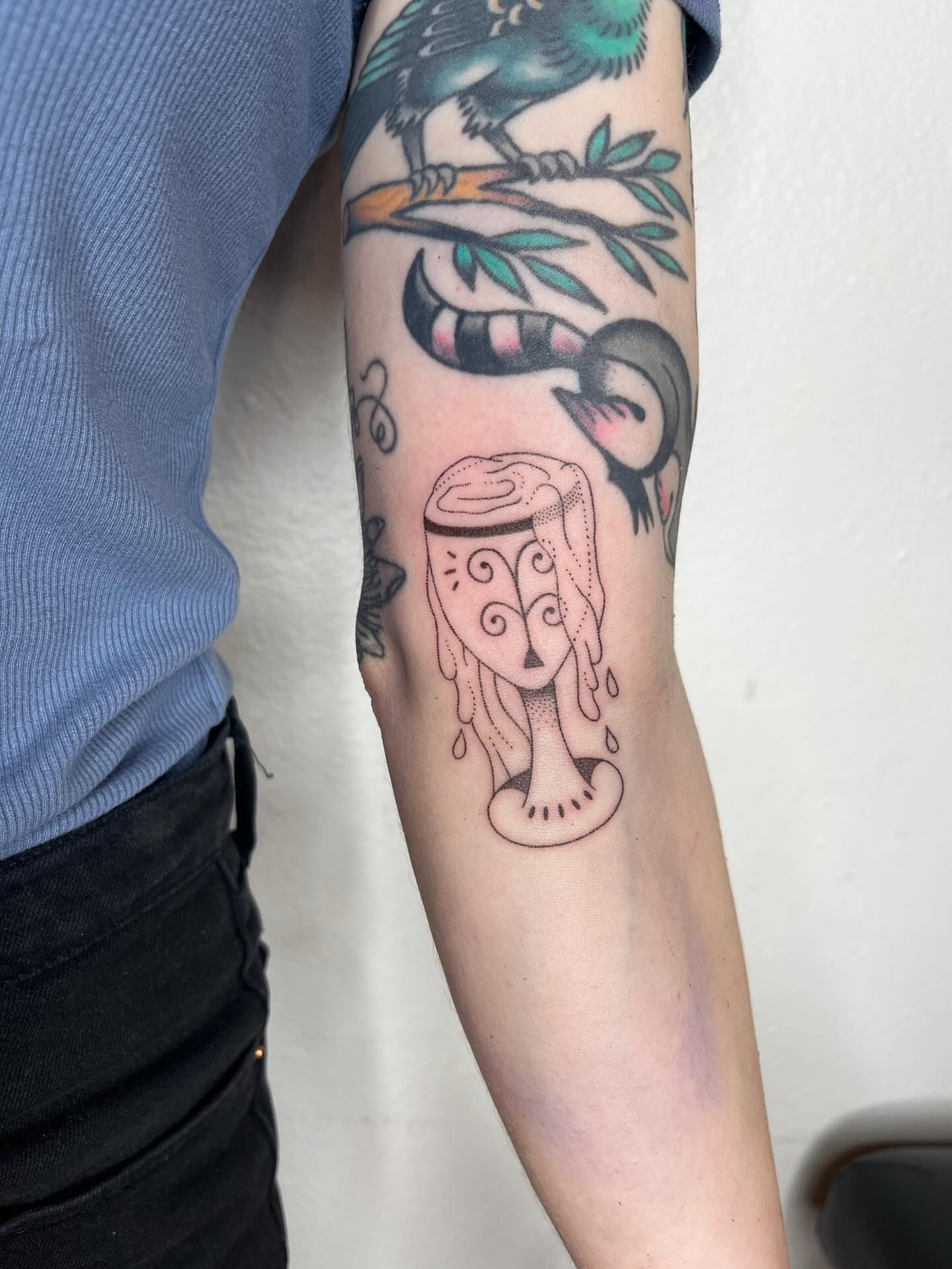 Mushroom American traditional tattoo on the forearm by natalie