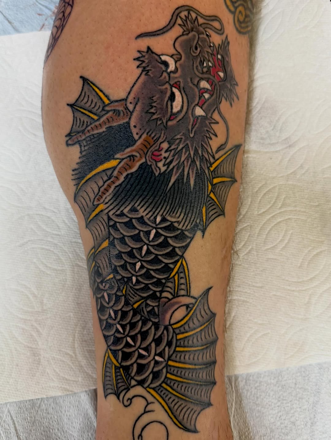 Tattoo by @rockyburley โ japanese_irezumi, black_and_grey