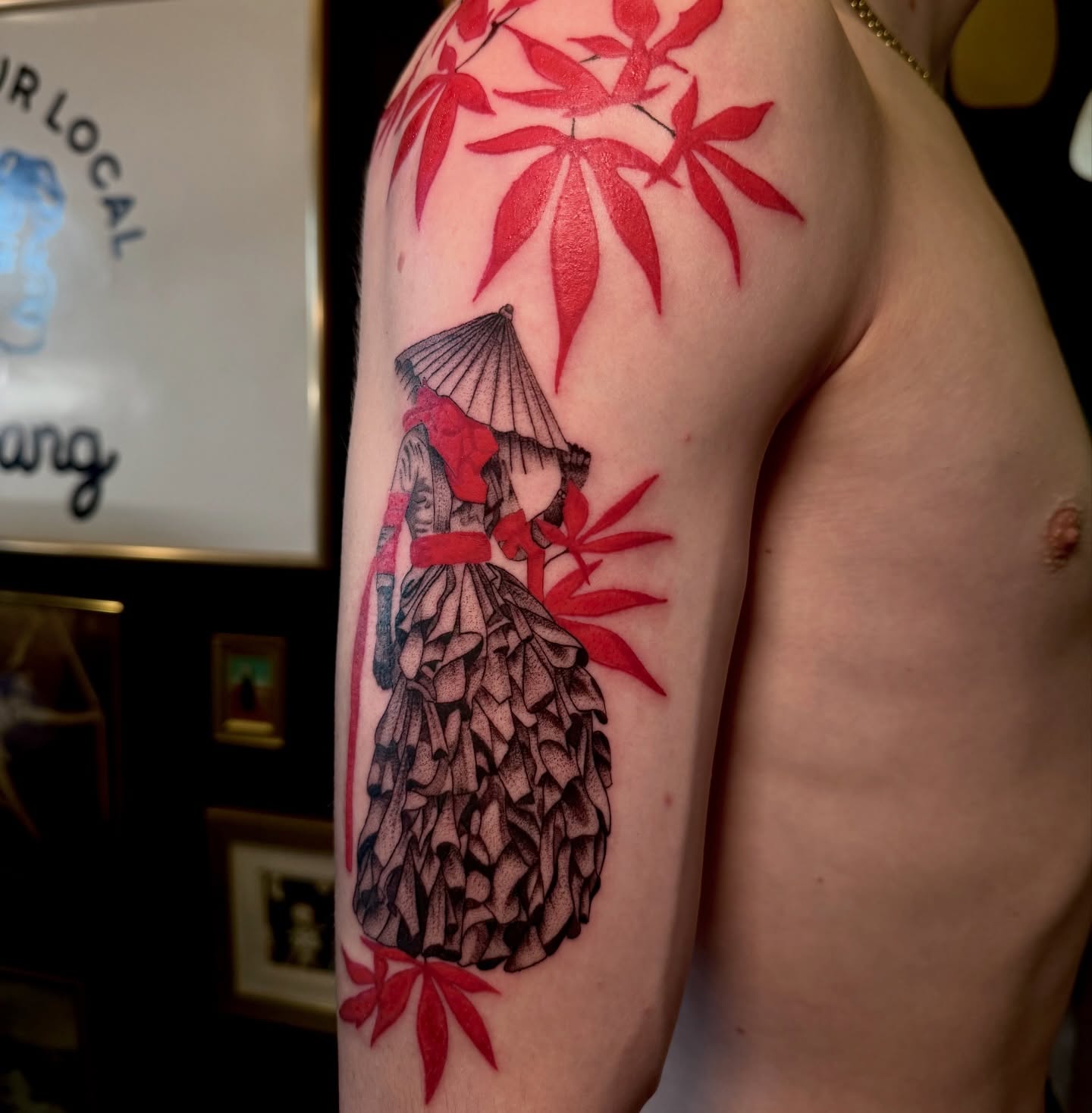 Geisha dotwork tattoo on the forearm by Ki ☆ SLC TATTOO ARTIST