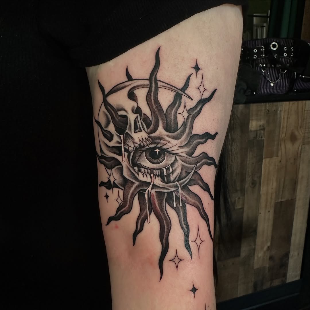 Tattoo by @samdoestattoos โ black_and_grey, dark_realism