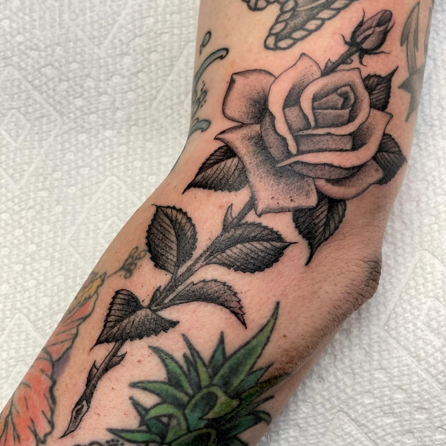 Rose American traditional tattoo on the forearm by 𝐒𝐚𝐦𝐬𝐨𝐧𝐋𝐚𝐳𝐚𝐫𝐭𝐞