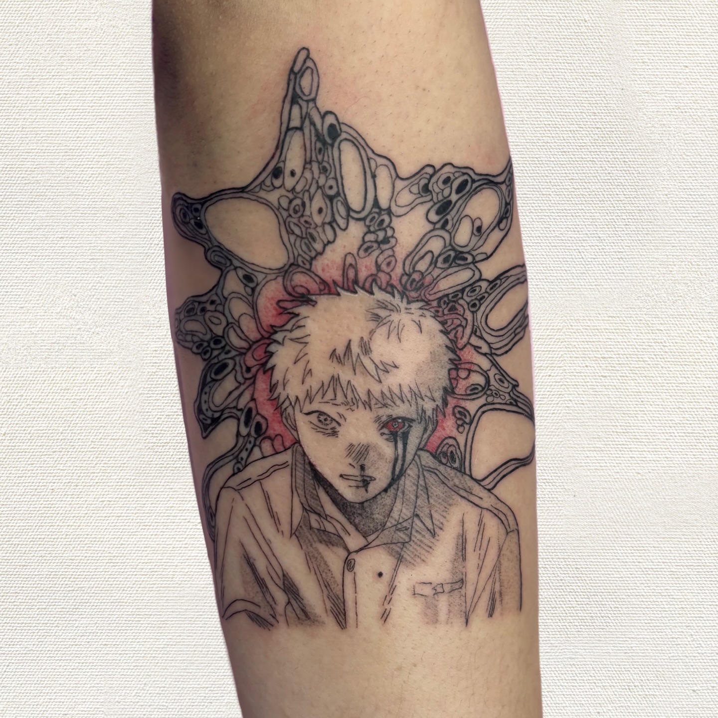 Tattoo by @neciatattoo — anime, dotwork
