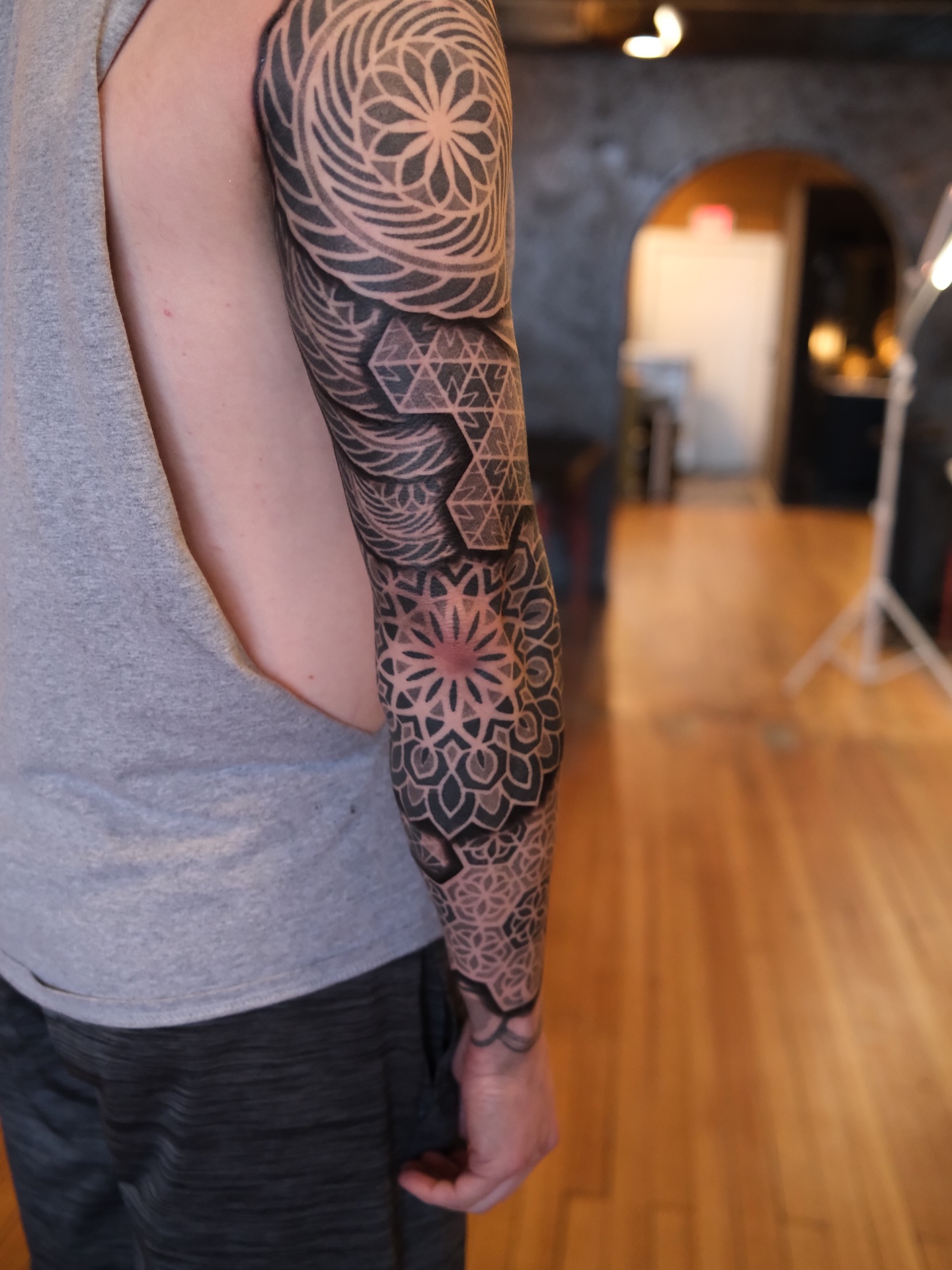 Geometric patterns geometric tattoo on the forearm by Christofer Irvin