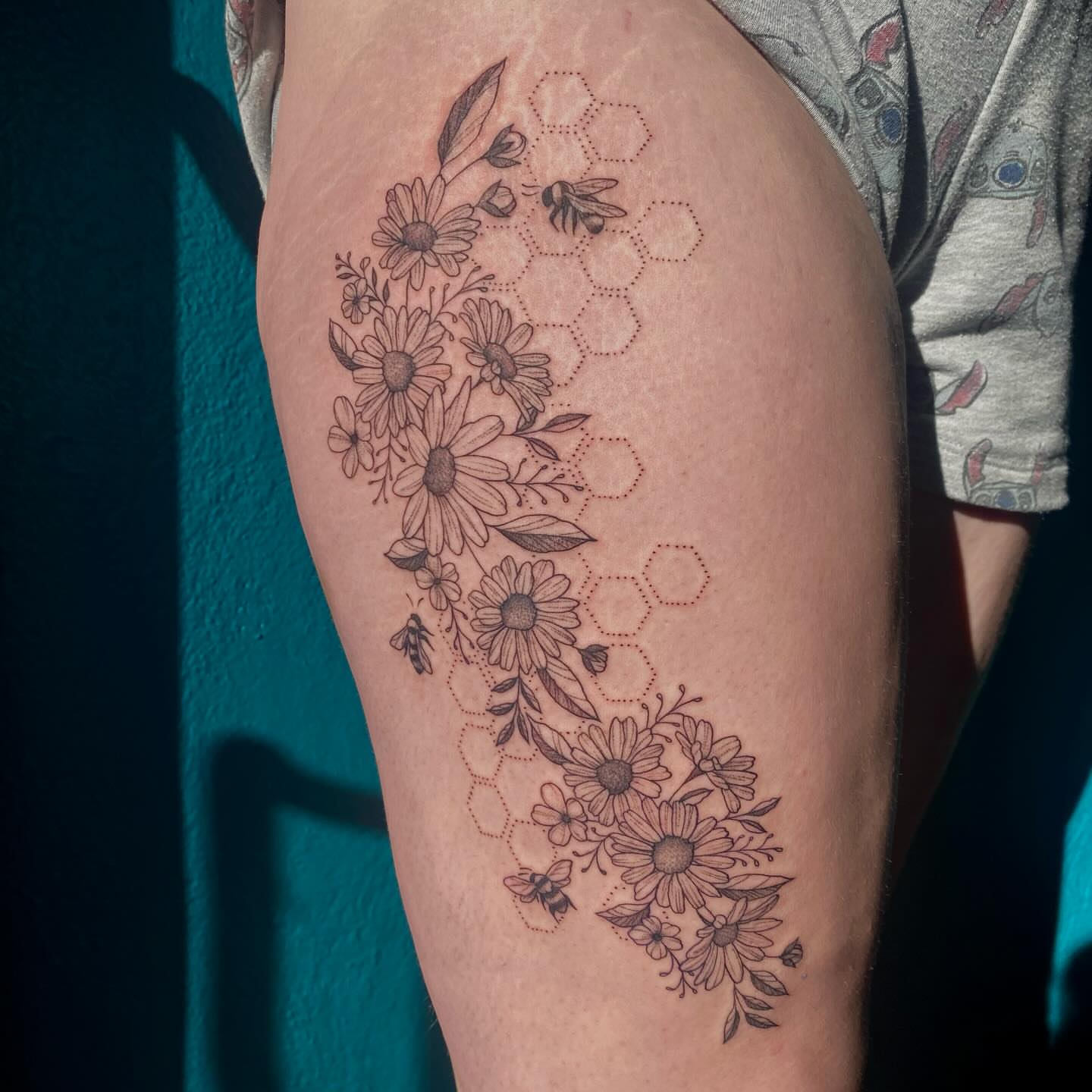 Tattoo by @emmaleighrosetattoos — dotwork, geometric
