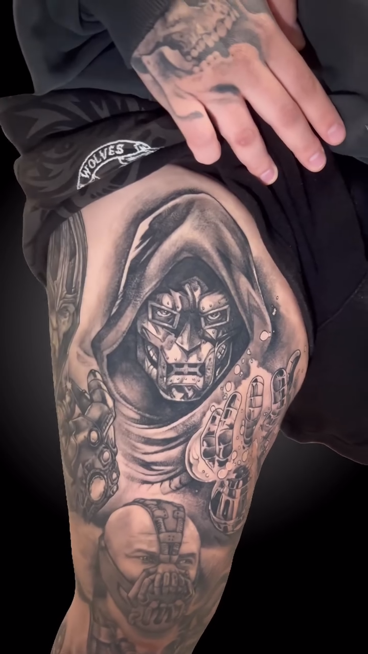 Doctor Doom realism tattoo by Daniel Fisher, Berlin, New Jersey
