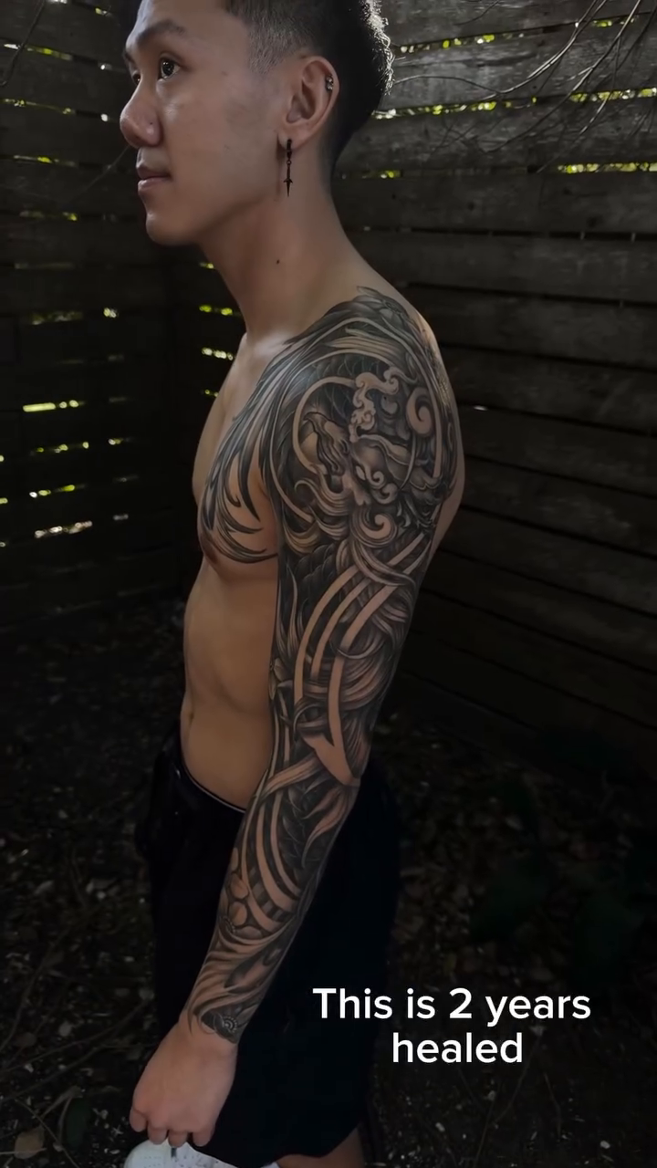 Dragon and ornamental sleeve japanese irezumi tattoo by Jennal Wang