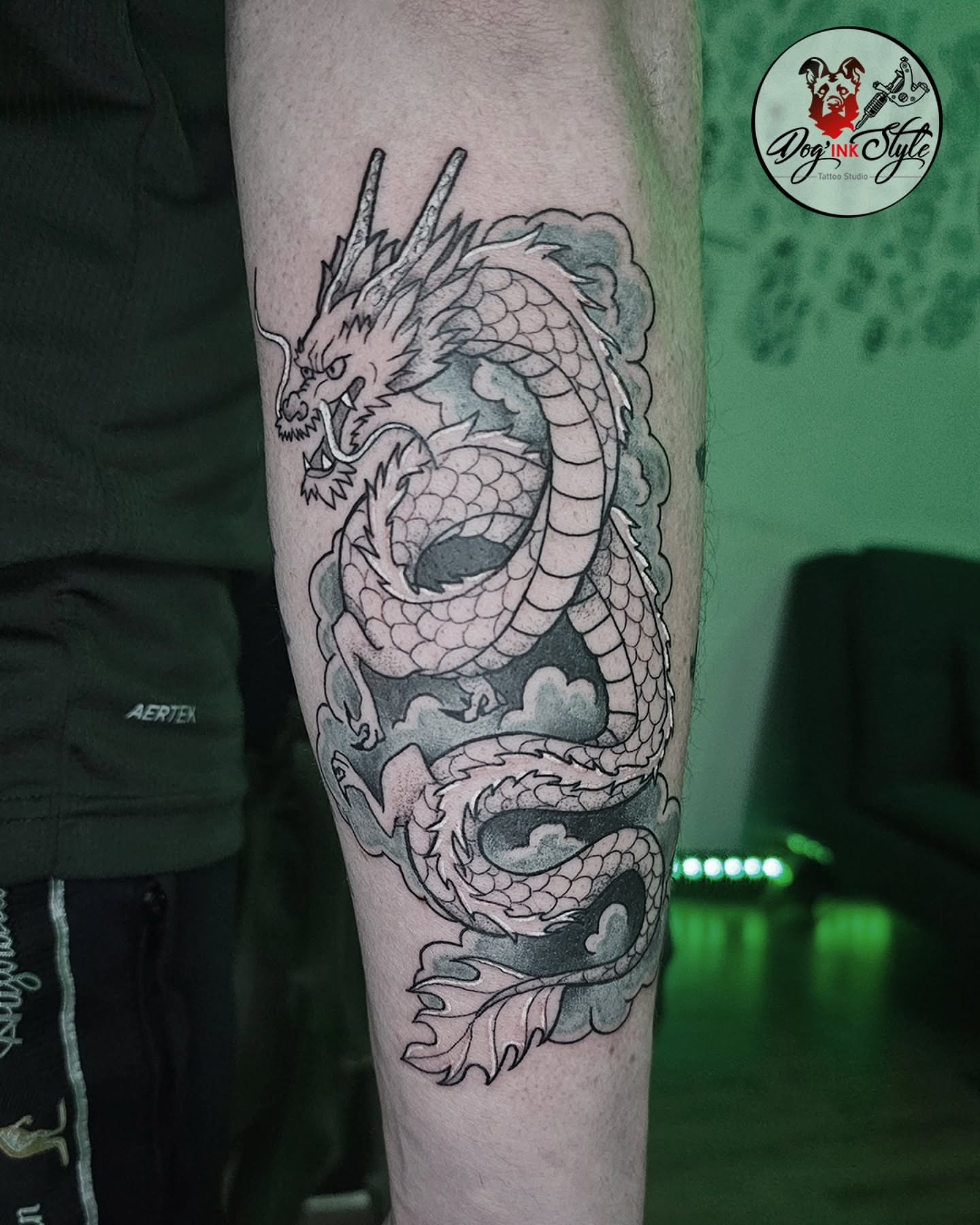 Tattoo by @dog_ink_style β black_and_grey, japanese_irezumi
