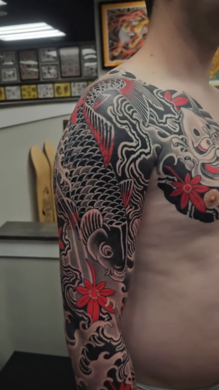 Tattoo by @avelourdtattoos — japanese_irezumi, black_and_grey