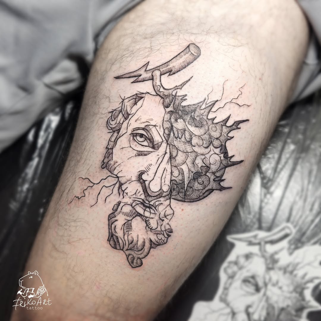 Tattoo by @irikoart_tattoo — black_and_grey, illustrative