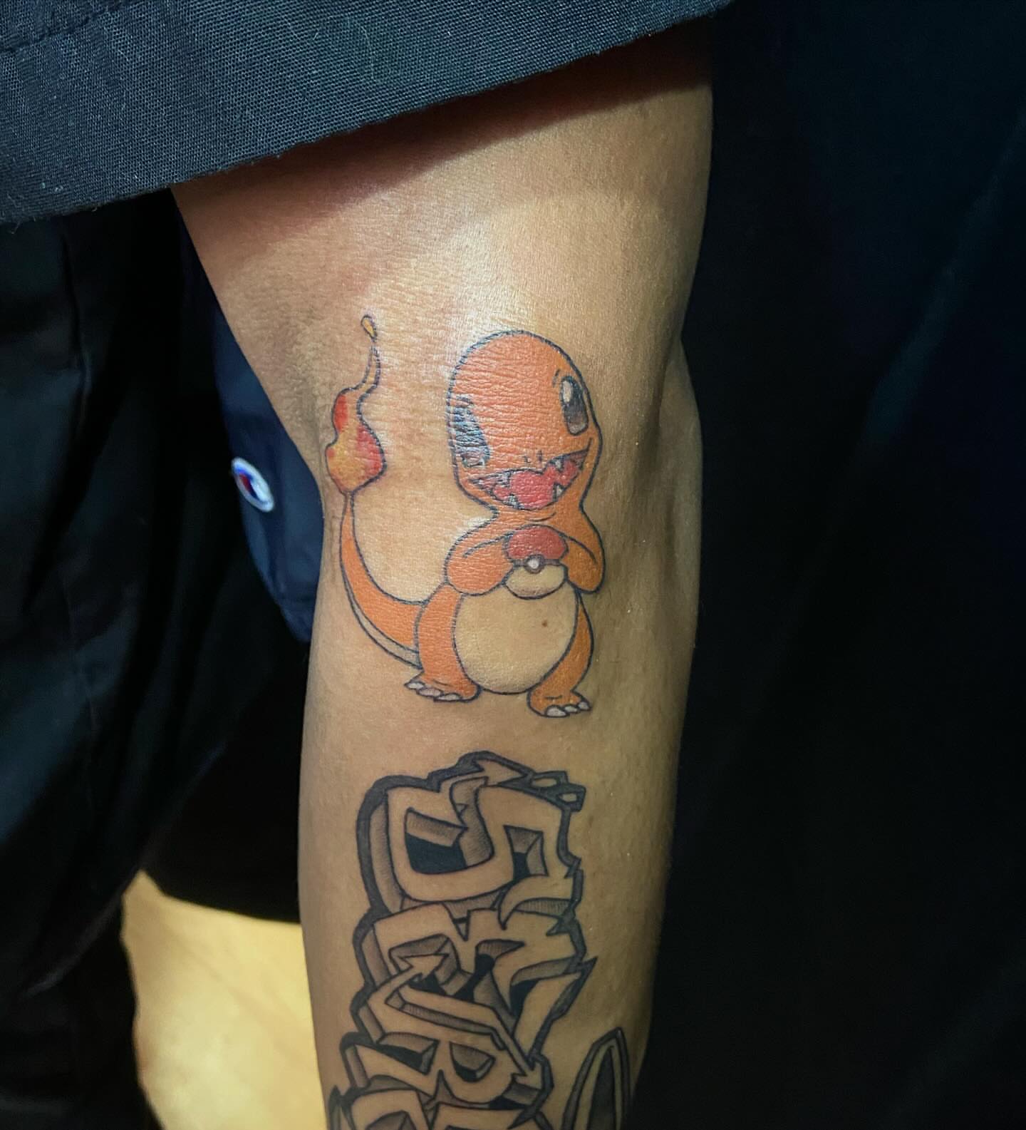 Charmander dotwork tattoo on the forearm by ~KR¥$~