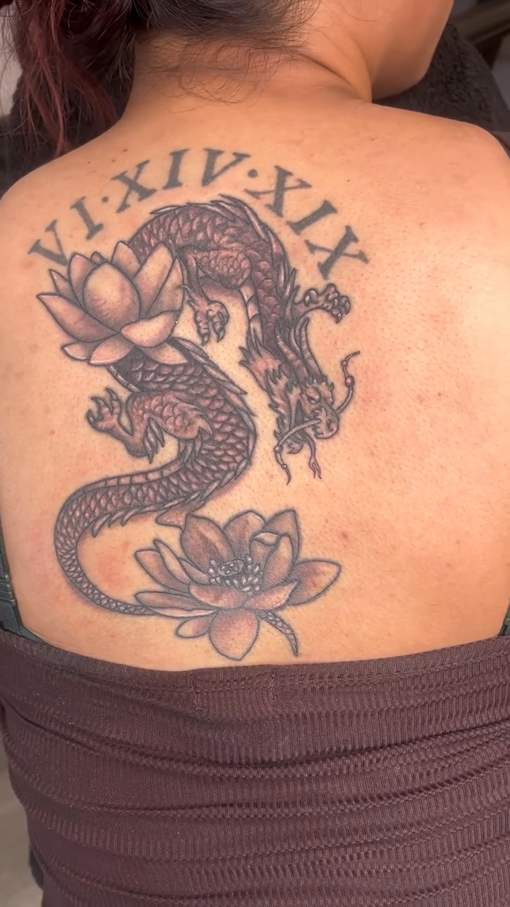Dragon and lotus japanese irezumi tattoo by Ink by Hailey π