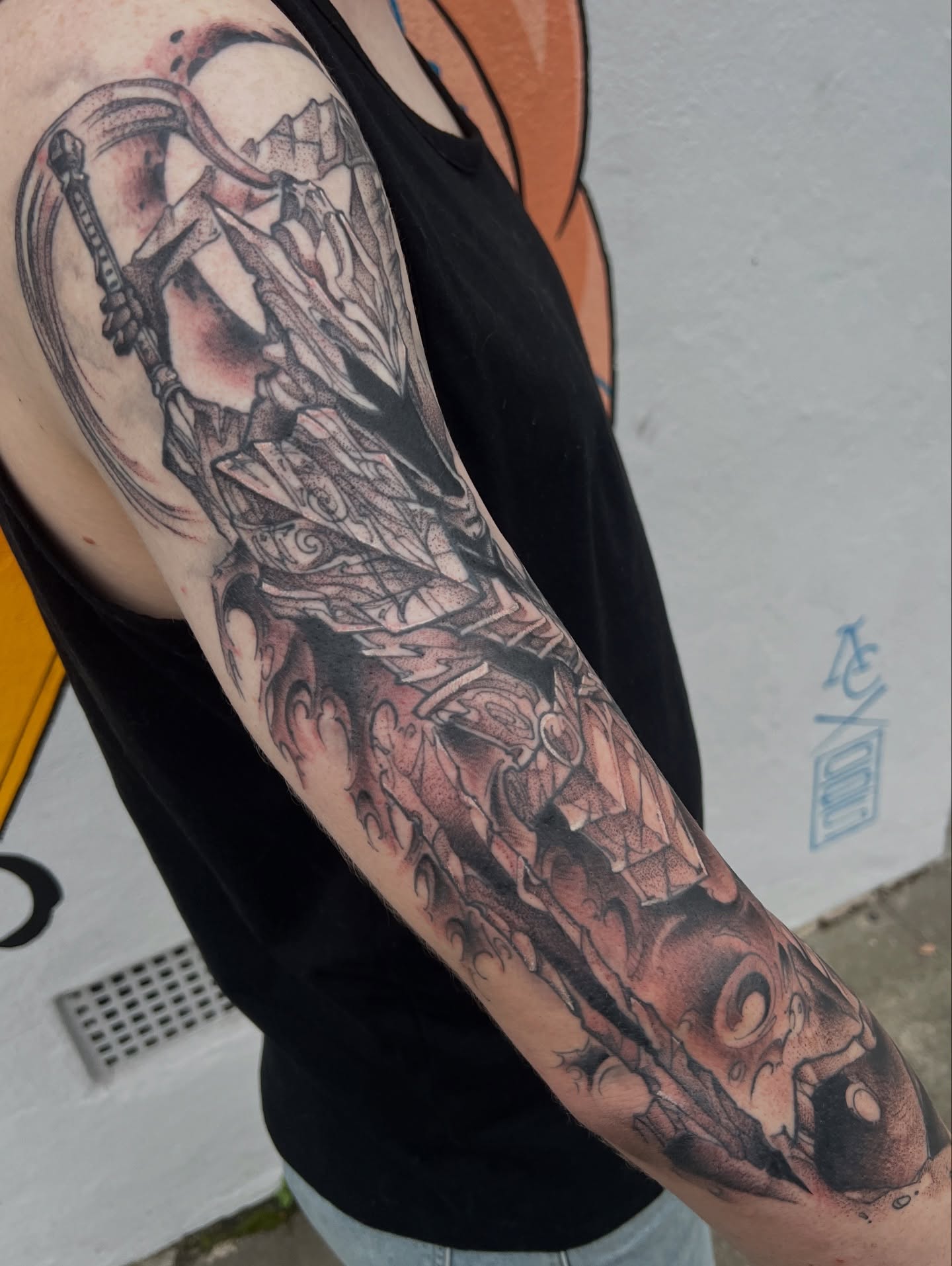 Warrior with sword realism tattoo on the forearm by Owen Smith -OEOS- SF