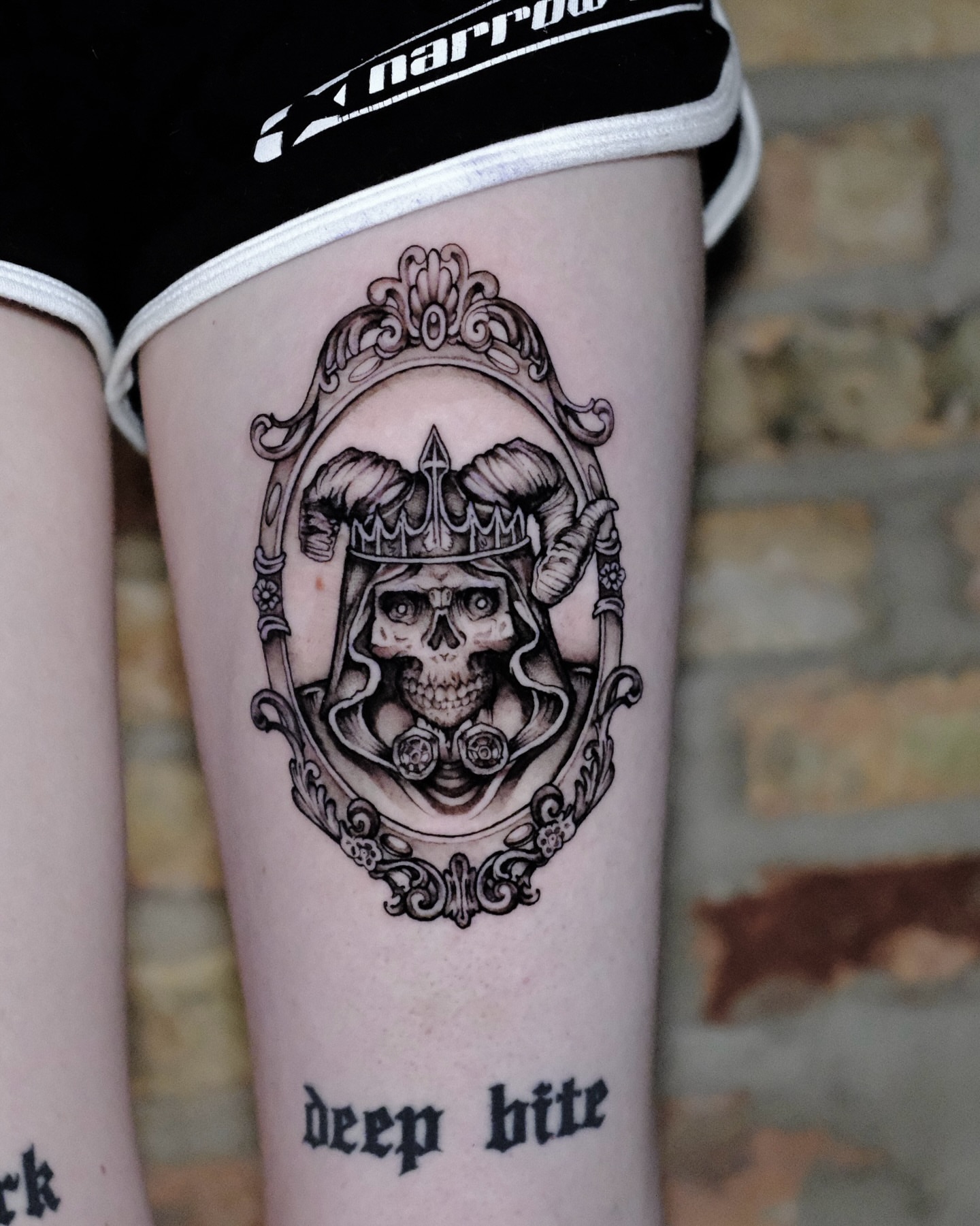 Tattoo by @hellbunnytattoos — black_and_grey