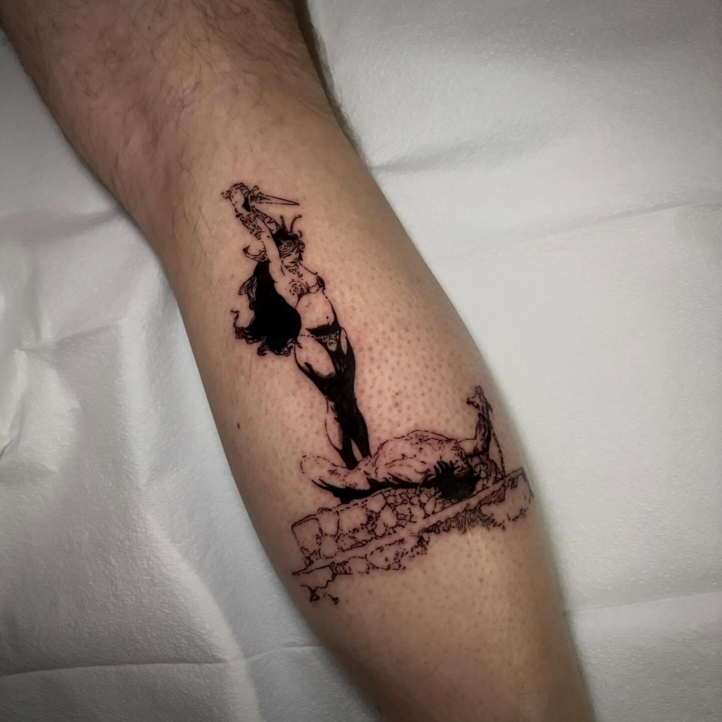 Tattoo by @unknownliquids — black_and_grey